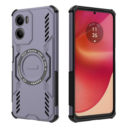 Motorola Moto G05 4G Butterfly Armor MagSafe Magnetic Ring Shockproof Protective Phone Case with Stand