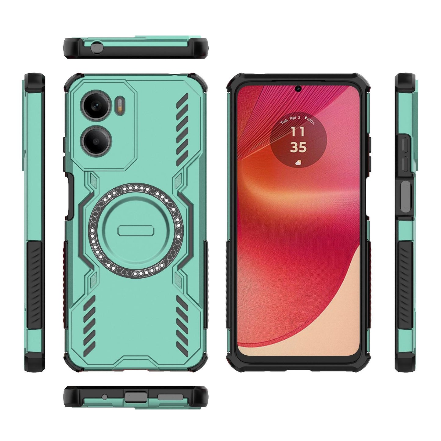 Motorola Moto G05 4G Butterfly Armor MagSafe Magnetic Ring Shockproof Protective Phone Case with Stand