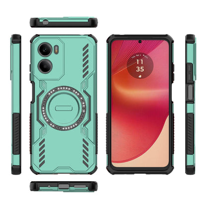 Motorola Moto G05 4G Butterfly Armor MagSafe Magnetic Ring Shockproof Protective Phone Case with Stand
