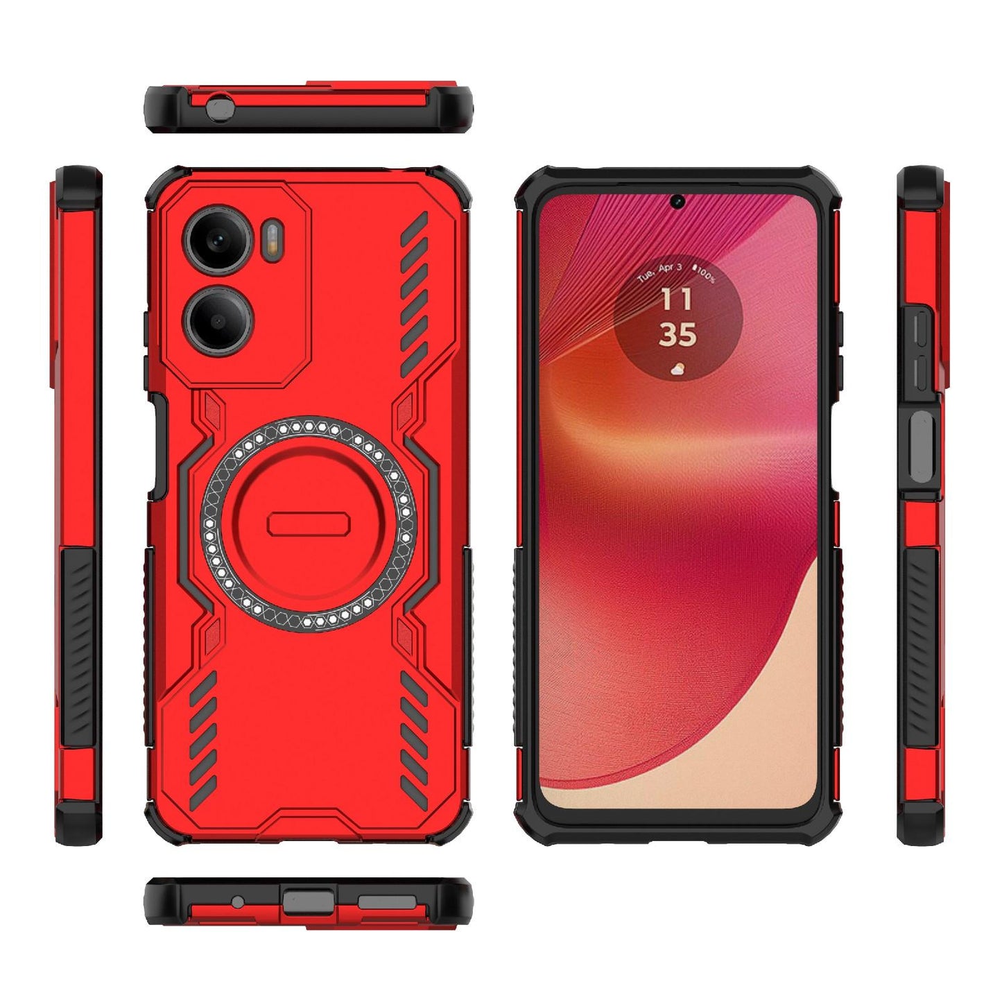 Motorola Moto G05 4G Butterfly Armor MagSafe Magnetic Ring Shockproof Protective Phone Case with Stand
