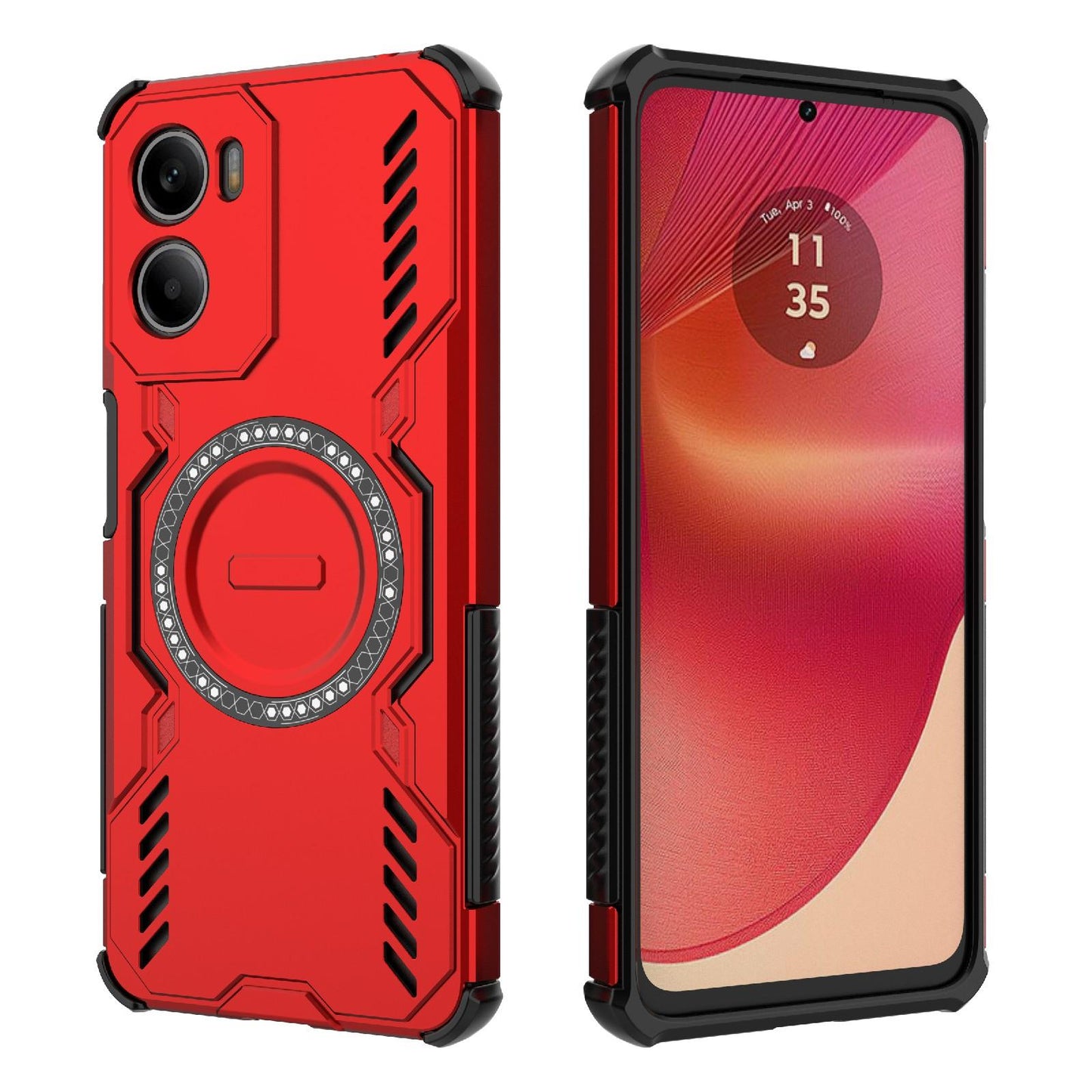 Motorola Moto G05 4G Butterfly Armor MagSafe Magnetic Ring Shockproof Protective Phone Case with Stand
