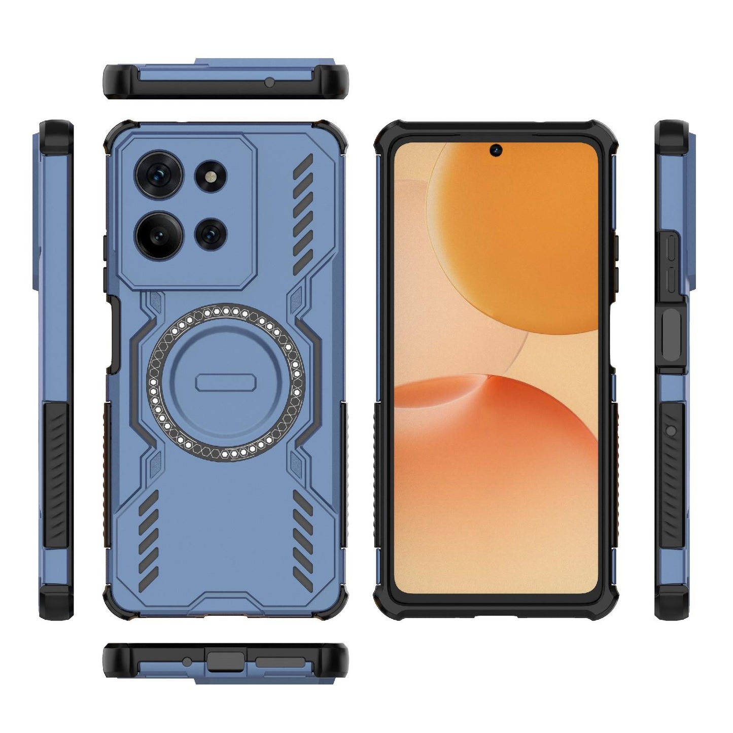 Motorola Moto G75 5G Butterfly Armor MagSafe Magnetic Ring Shockproof Protective Phone Case with Stand