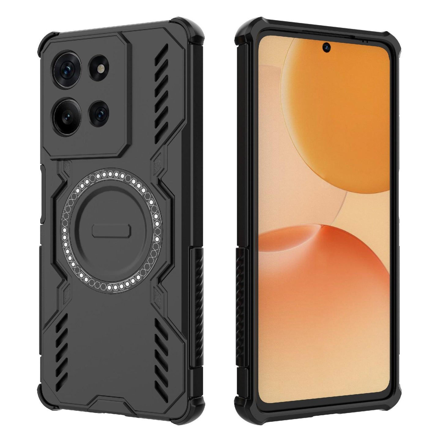 Motorola Moto G75 5G Butterfly Armor MagSafe Magnetic Ring Shockproof Protective Phone Case with Stand