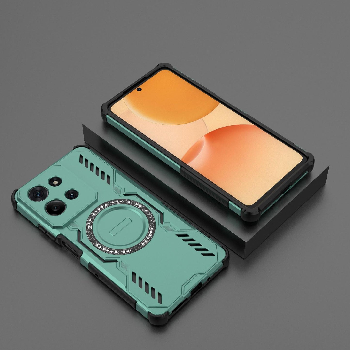 Motorola Moto G75 5G Butterfly Armor MagSafe Magnetic Ring Shockproof Protective Phone Case with Stand