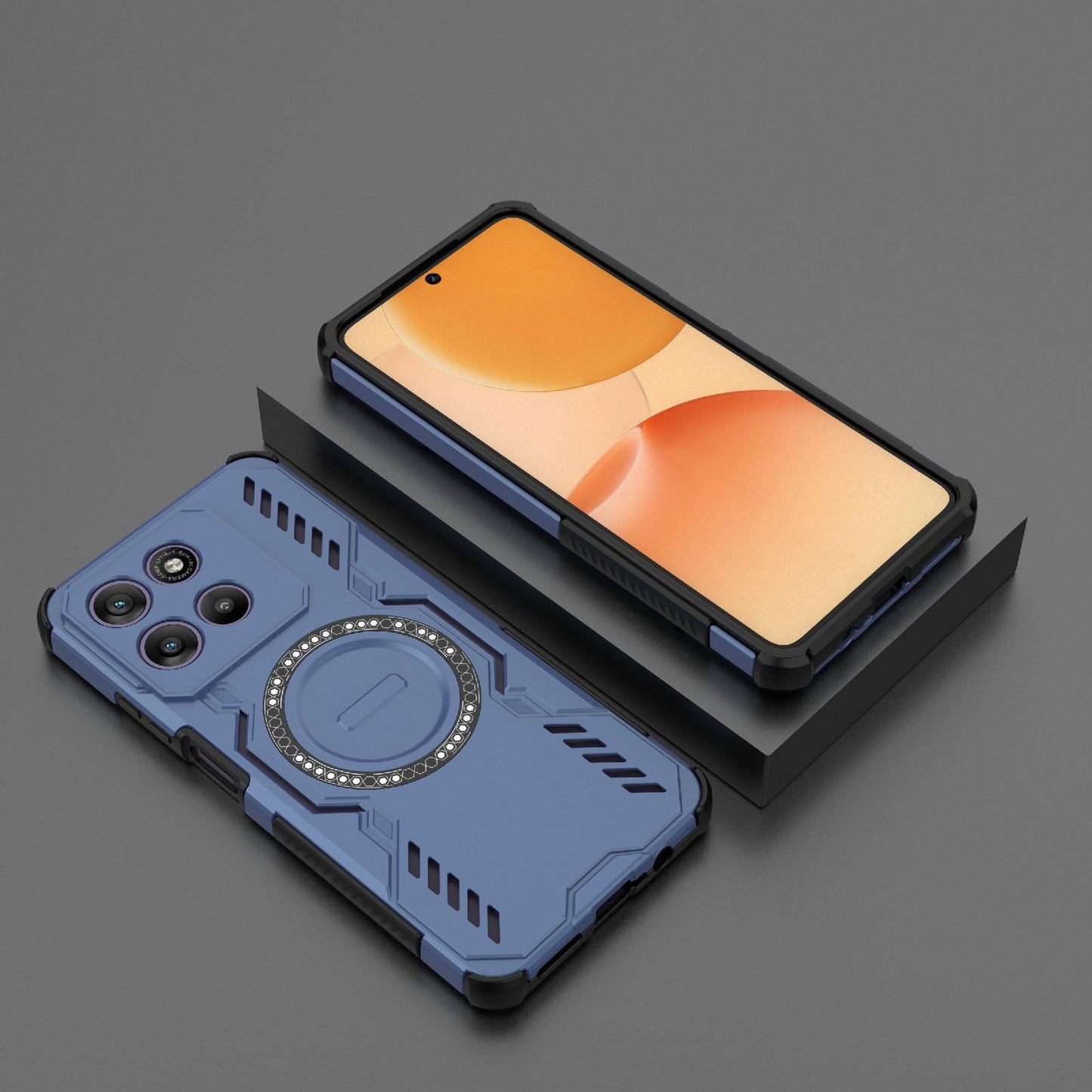 Motorola Moto G67 Power 5G India Butterfly Armor MagSafe Magnetic Ring Shockproof Protective Phone Case with Stand