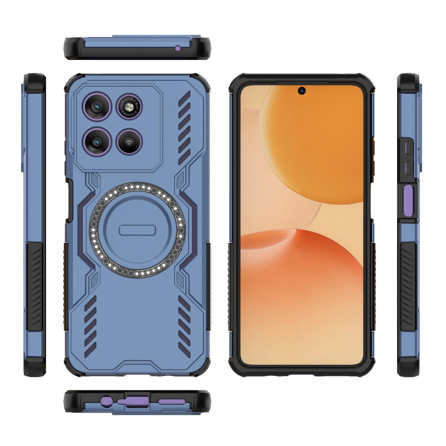 Motorola Moto G67 Power 5G India Butterfly Armor MagSafe Magnetic Ring Shockproof Protective Phone Case with Stand