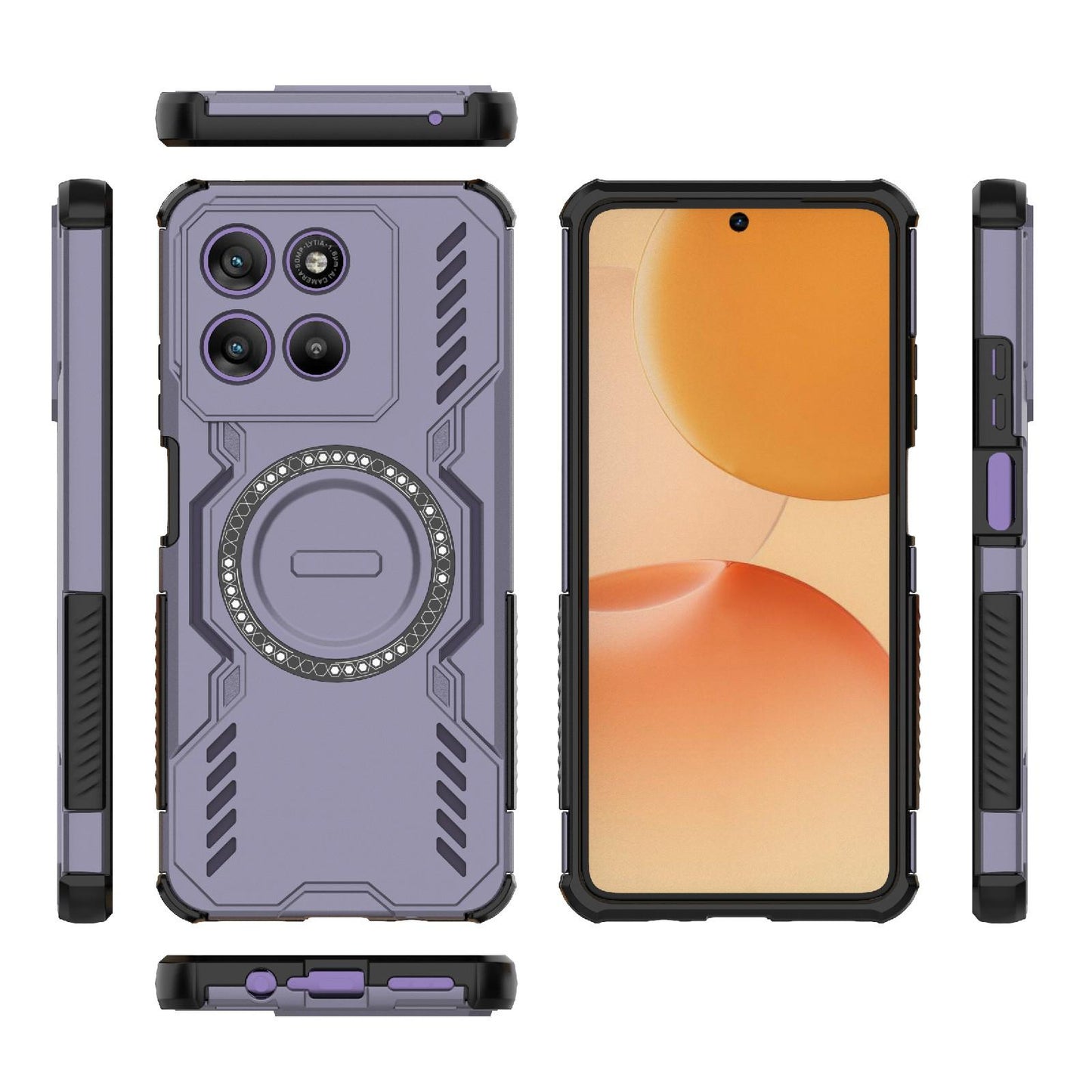 Motorola Moto G67 Power 5G India Butterfly Armor MagSafe Magnetic Ring Shockproof Protective Phone Case with Stand