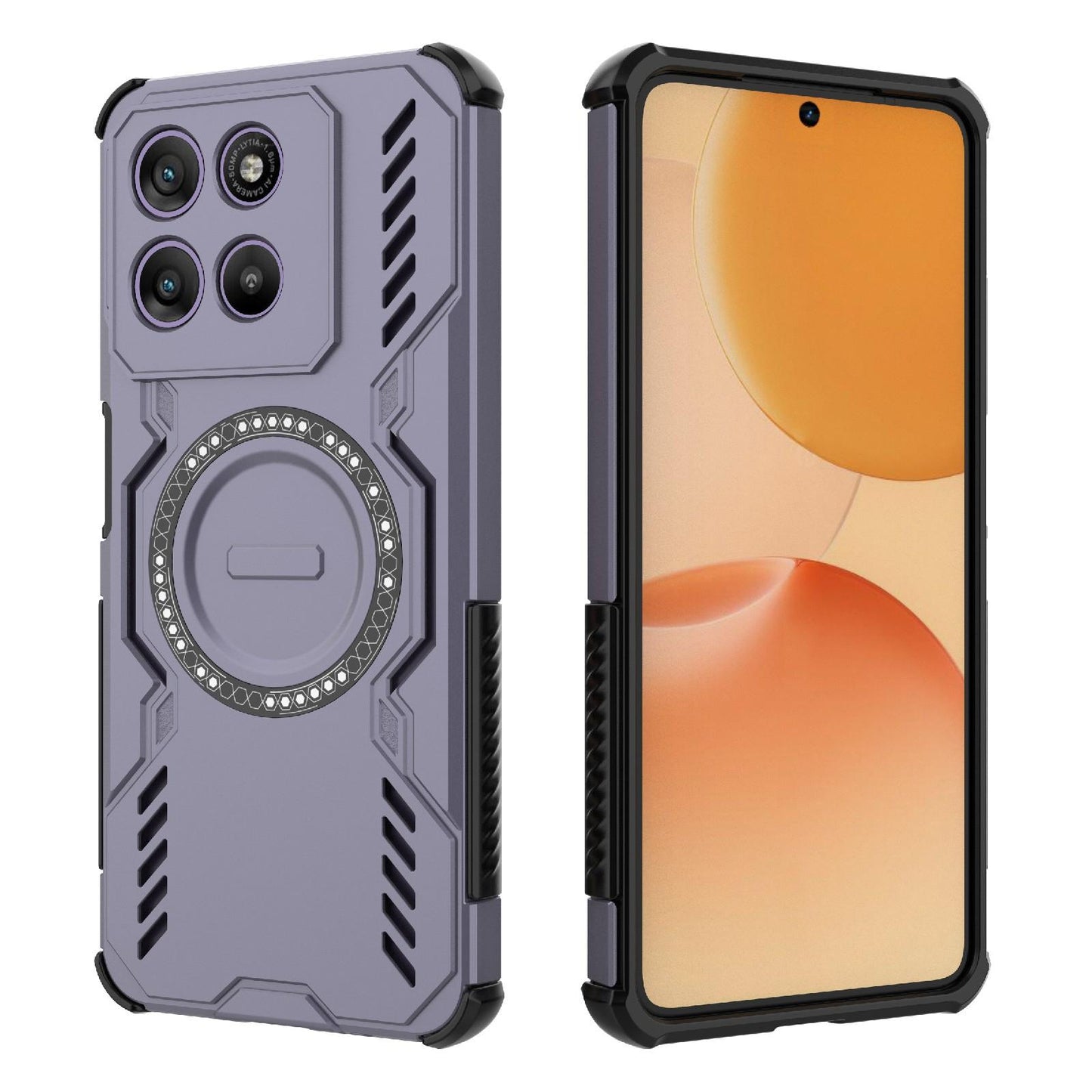 Motorola Moto G67 Power 5G India Butterfly Armor MagSafe Magnetic Ring Shockproof Protective Phone Case with Stand