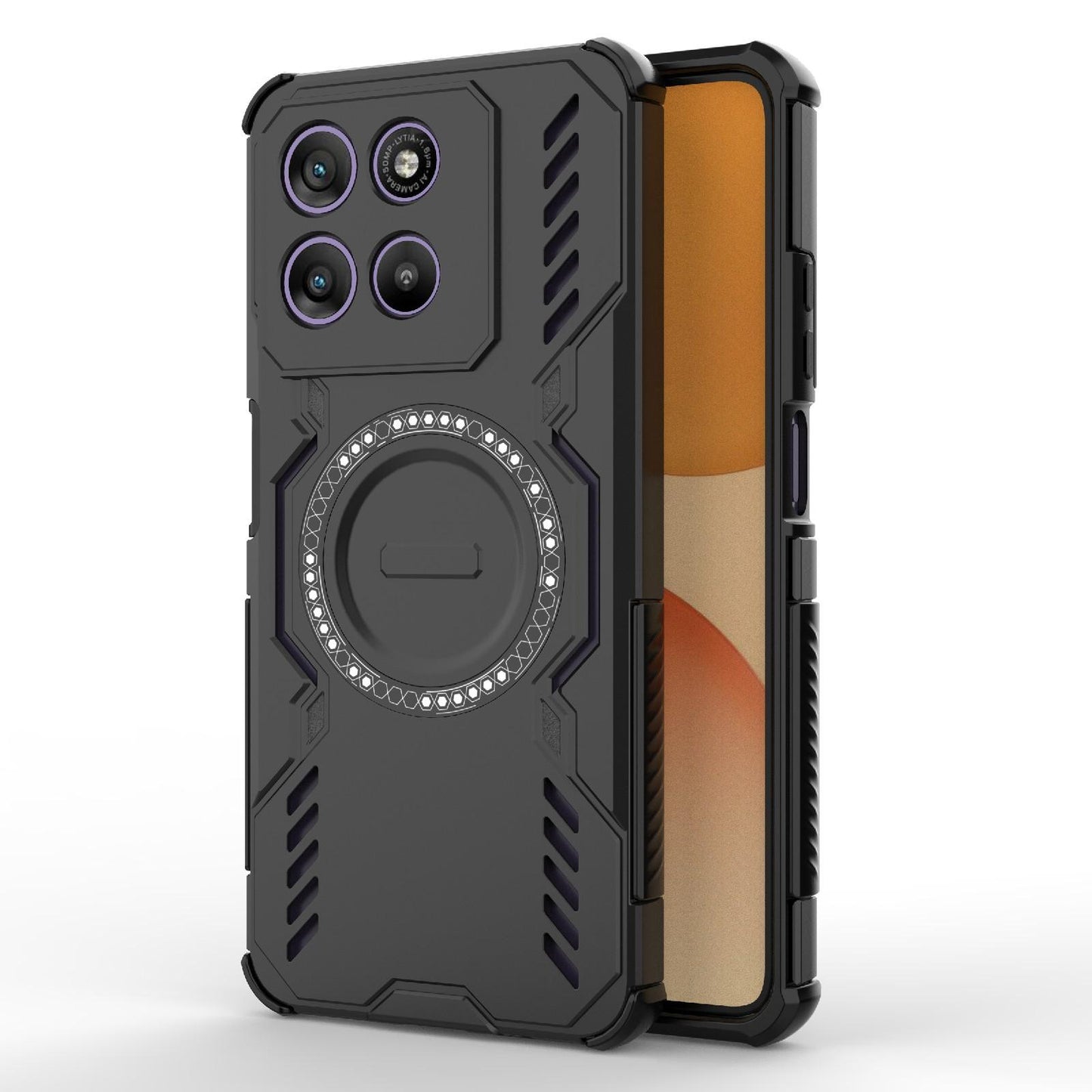 Motorola Moto G67 Power 5G India Butterfly Armor MagSafe Magnetic Ring Shockproof Protective Phone Case with Stand