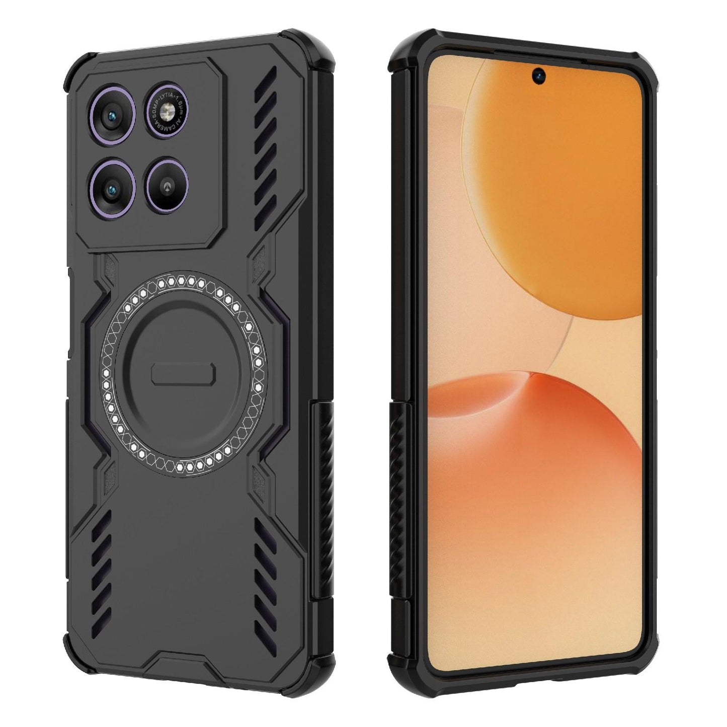 Motorola Moto G67 Power 5G India Butterfly Armor MagSafe Magnetic Ring Shockproof Protective Phone Case with Stand