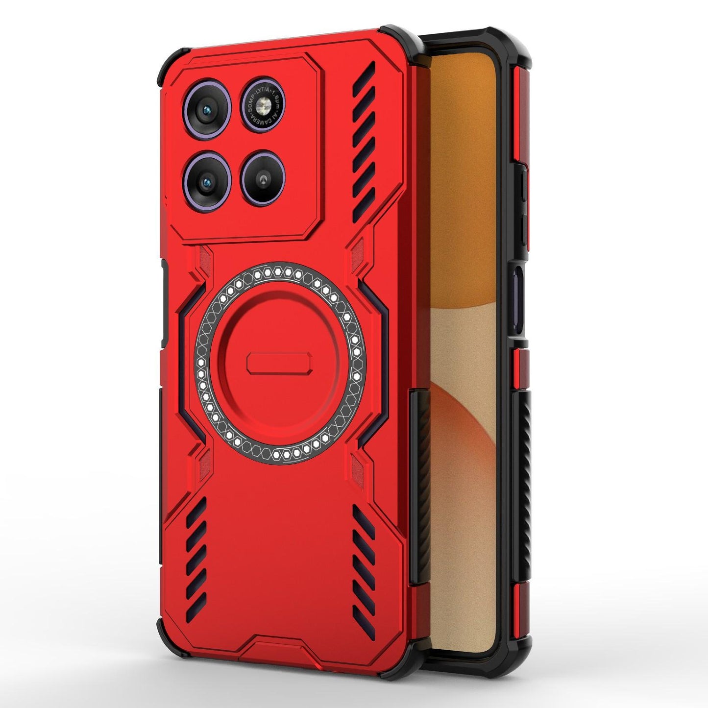 Motorola Moto G67 Power 5G India Butterfly Armor MagSafe Magnetic Ring Shockproof Protective Phone Case with Stand