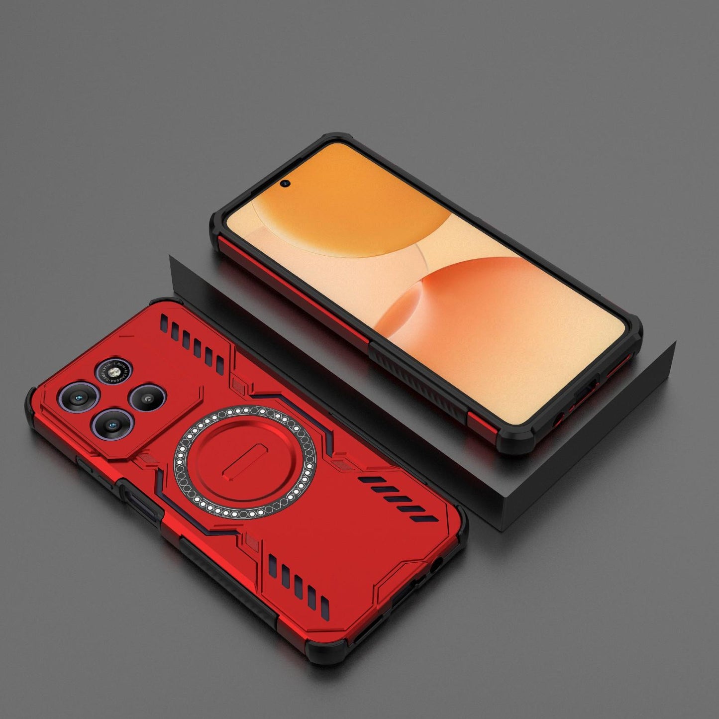 Motorola Moto G67 Power 5G India Butterfly Armor MagSafe Magnetic Ring Shockproof Protective Phone Case with Stand