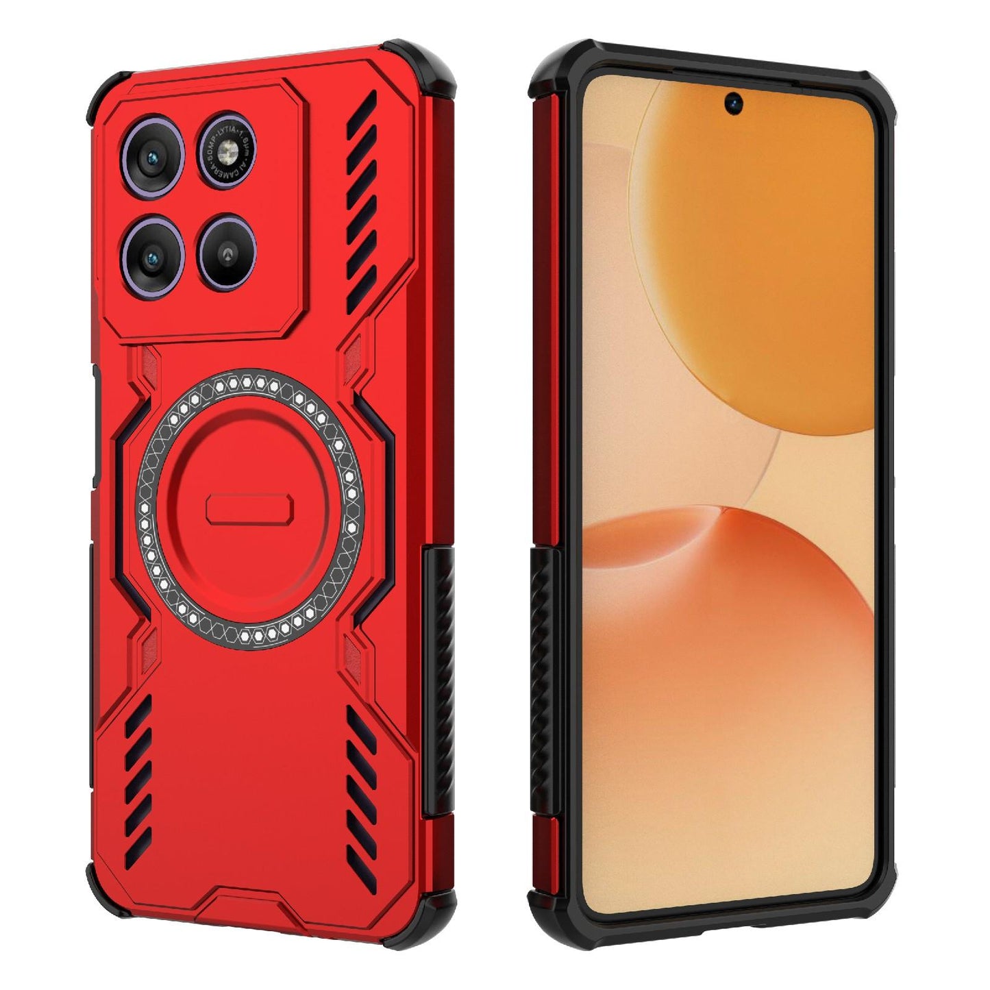 Motorola Moto G67 Power 5G India Butterfly Armor MagSafe Magnetic Ring Shockproof Protective Phone Case with Stand