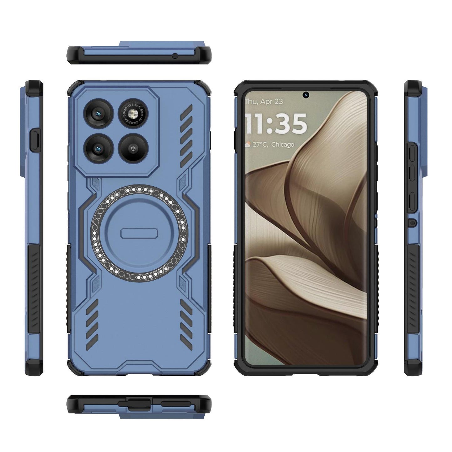 Motorola Edge 70 5G Butterfly Armor MagSafe Magnetic Ring Shockproof Protective Phone Case with Stand