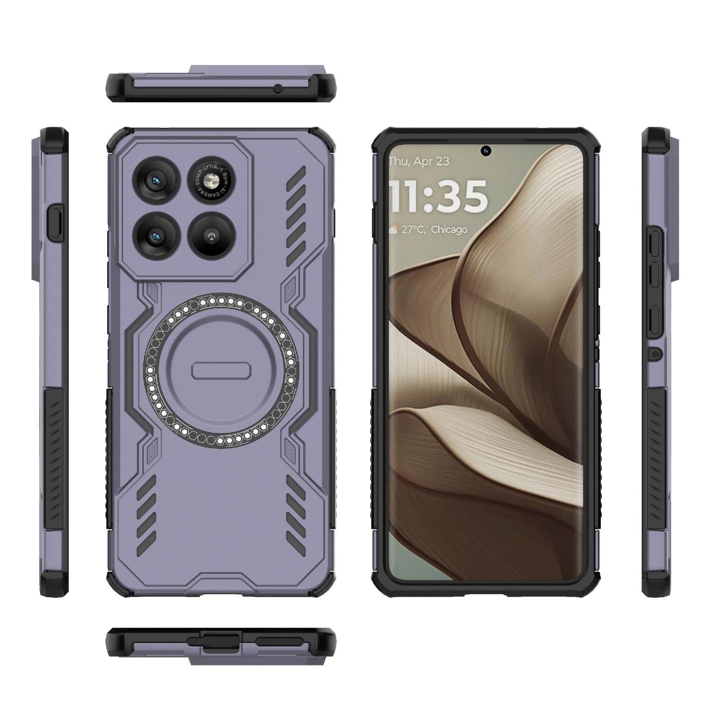 Motorola Edge 70 5G Butterfly Armor MagSafe Magnetic Ring Shockproof Protective Phone Case with Stand