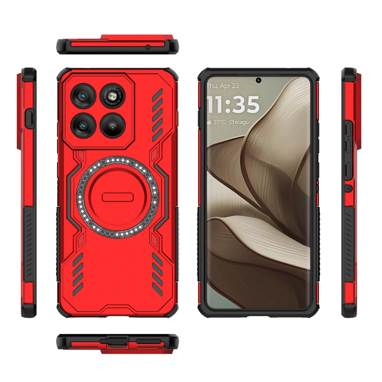 Motorola Edge 70 5G Butterfly Armor MagSafe Magnetic Ring Shockproof Protective Phone Case with Stand