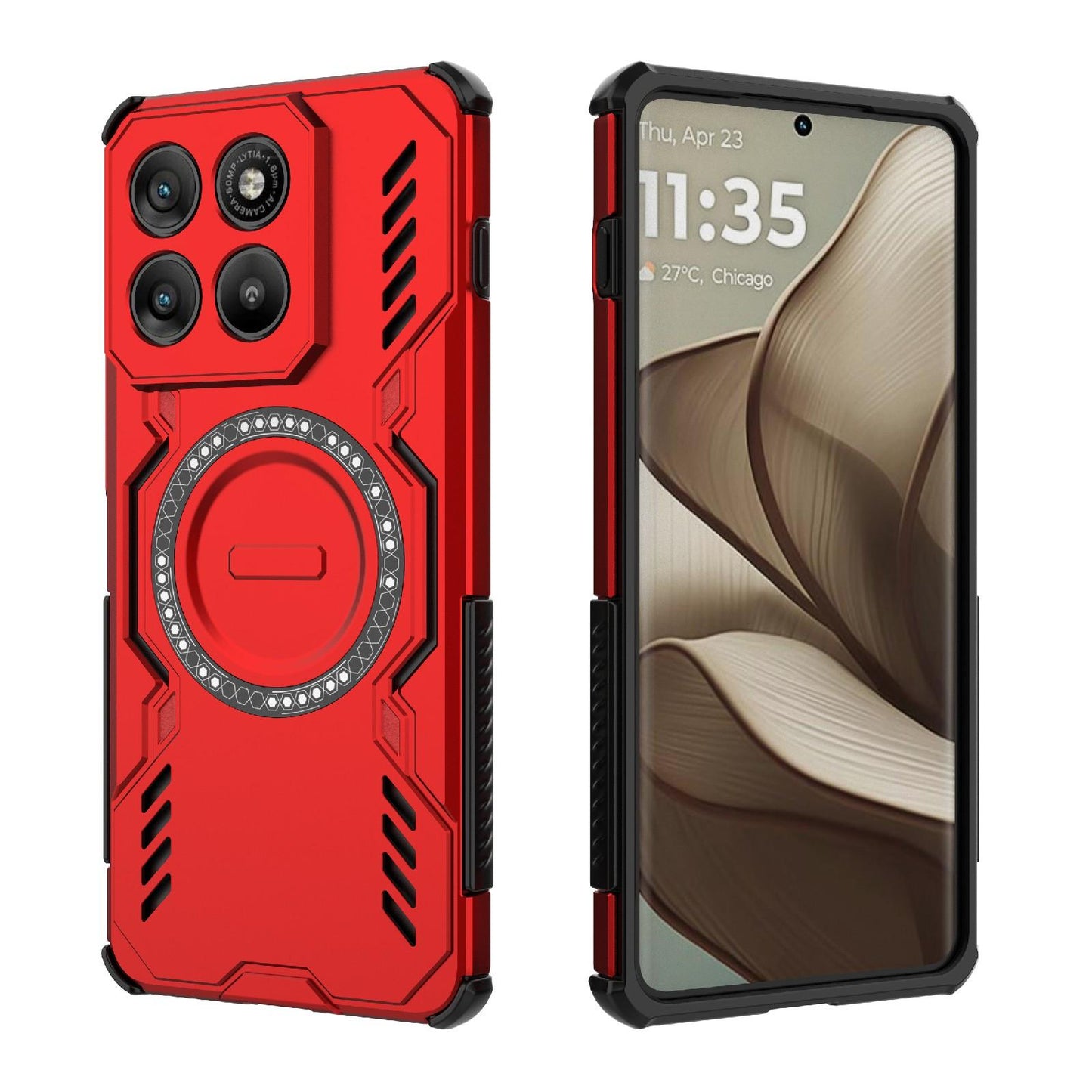 Motorola Edge 70 5G Butterfly Armor MagSafe Magnetic Ring Shockproof Protective Phone Case with Stand