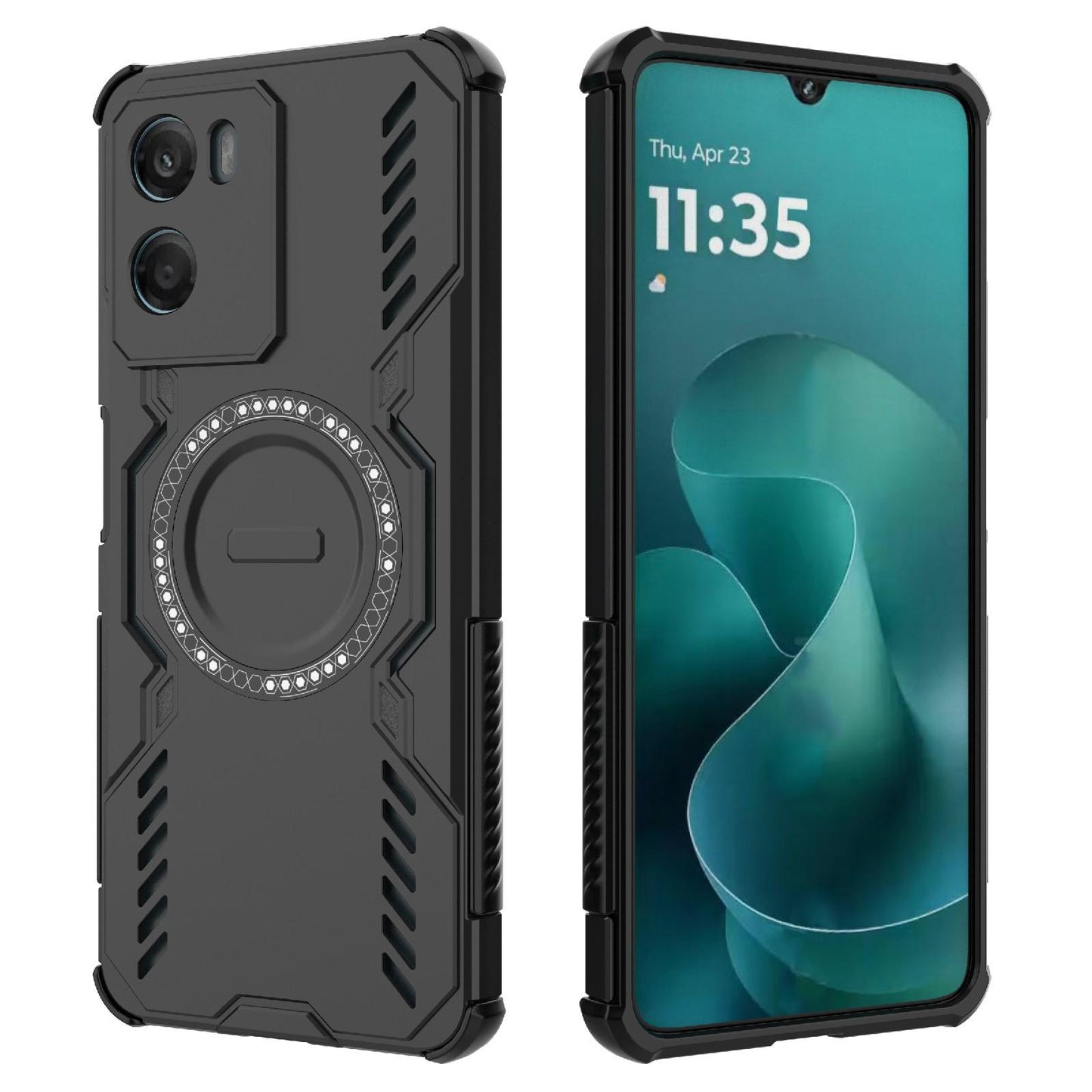Motorola Moto G06 4G Butterfly Armor MagSafe Magnetic Ring Shockproof Protective Phone Case with Stand