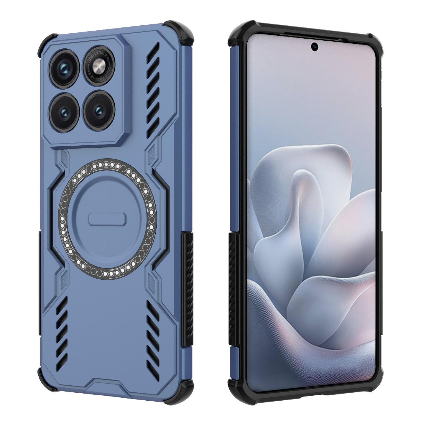Motorola Edge 70 Fusion 5G Butterfly Armor MagSafe Magnetic Ring Shockproof Protective Phone Case with Stand