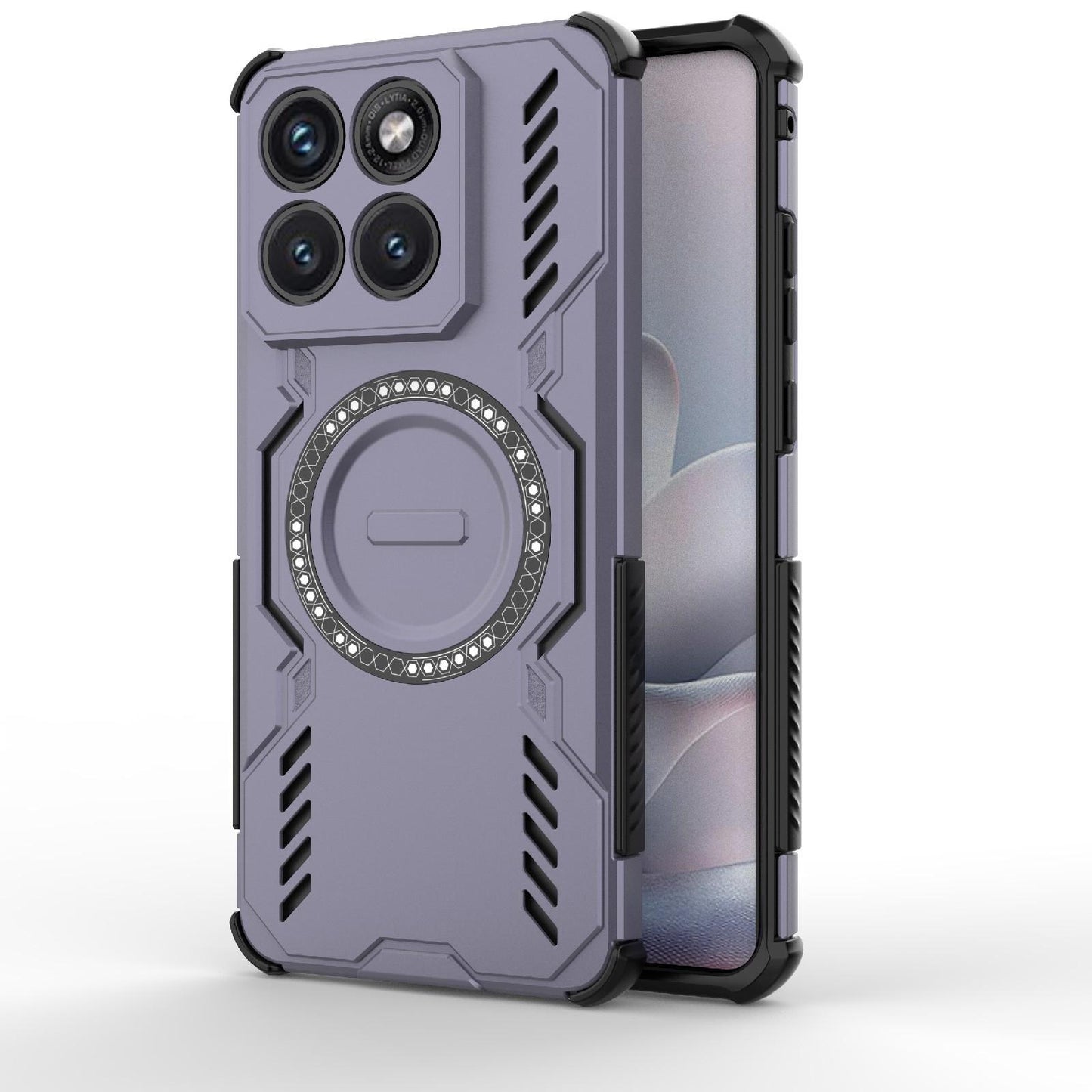 Motorola Edge 70 Fusion 5G Butterfly Armor MagSafe Magnetic Ring Shockproof Protective Phone Case with Stand