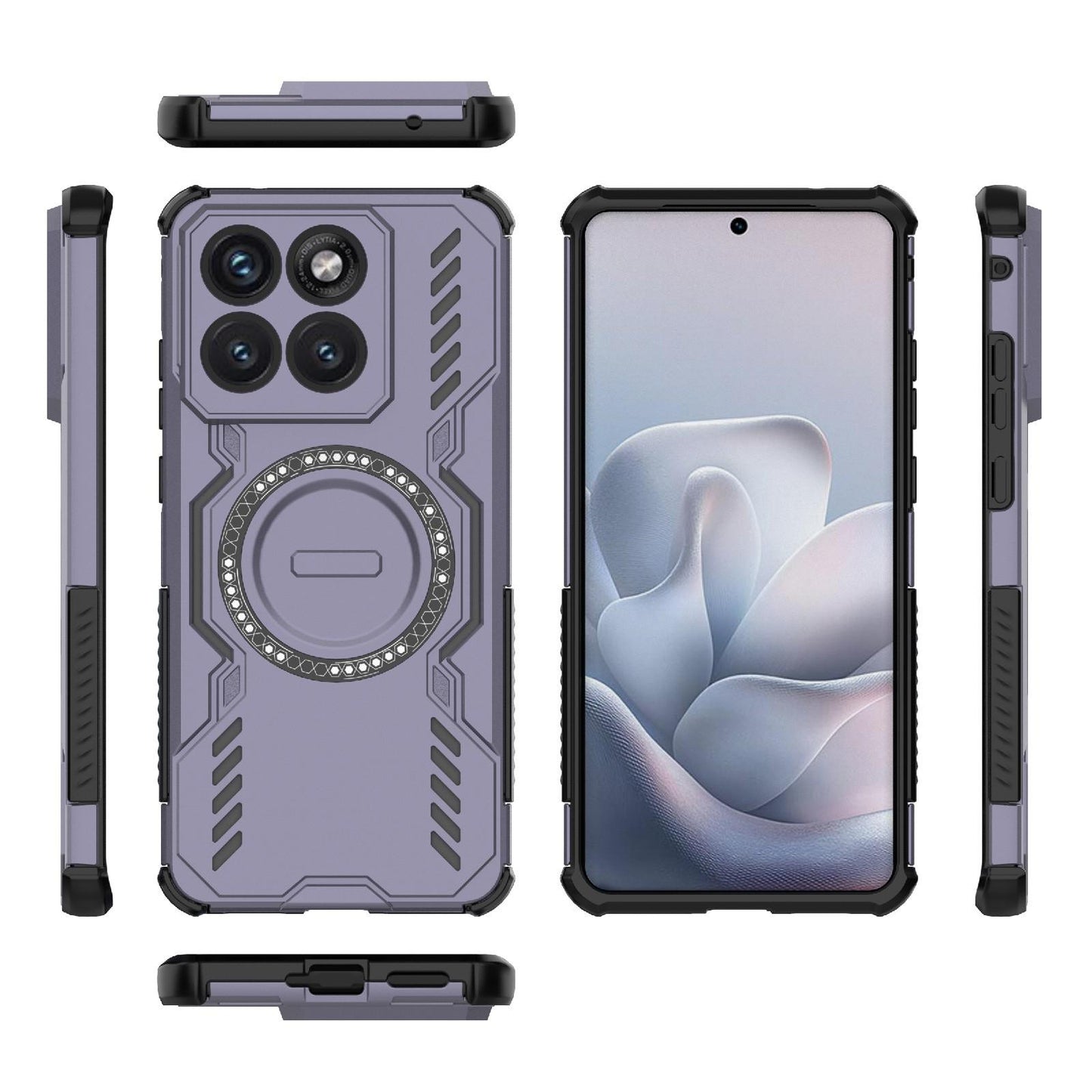 Motorola Edge 70 Fusion 5G Butterfly Armor MagSafe Magnetic Ring Shockproof Protective Phone Case with Stand