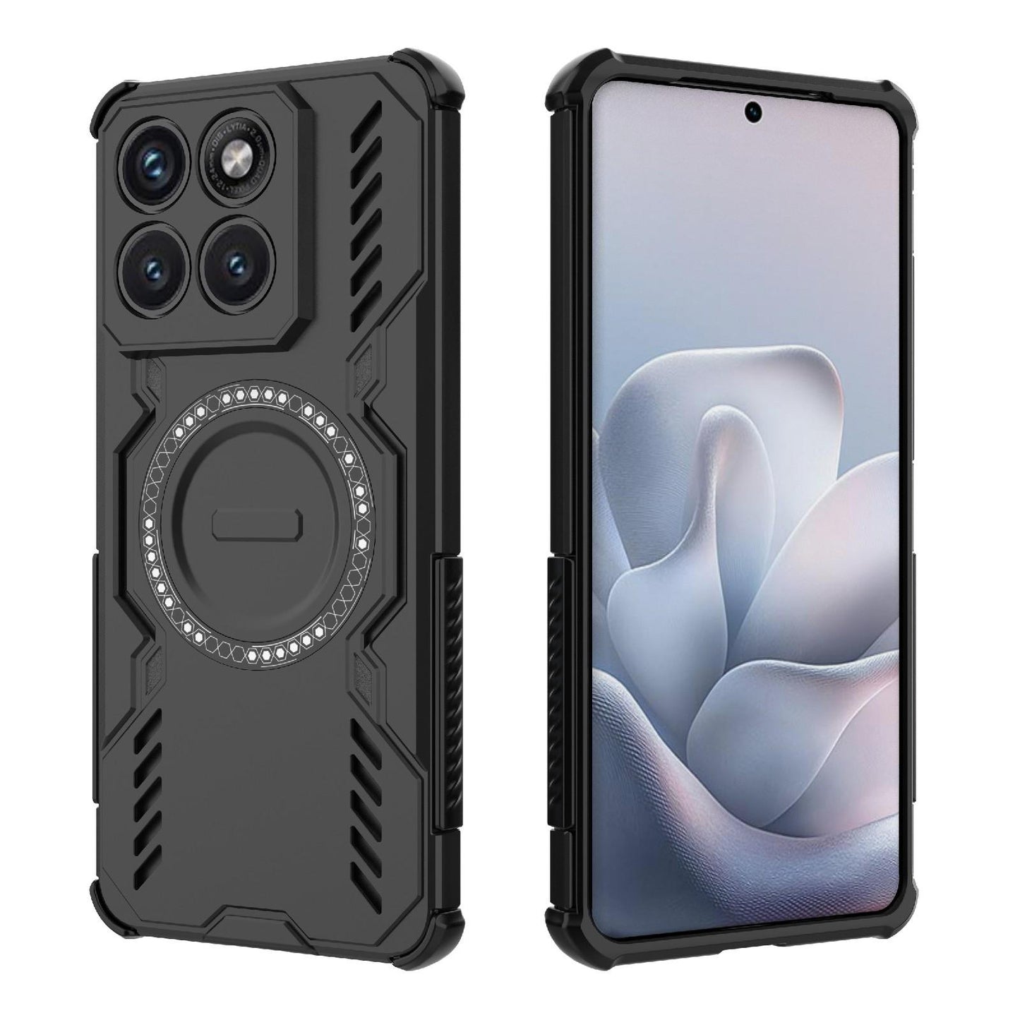 Motorola Edge 70 Fusion 5G Butterfly Armor MagSafe Magnetic Ring Shockproof Protective Phone Case with Stand