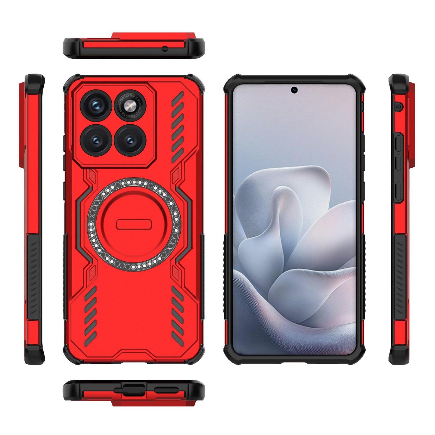 Motorola Edge 70 Fusion 5G Butterfly Armor MagSafe Magnetic Ring Shockproof Protective Phone Case with Stand
