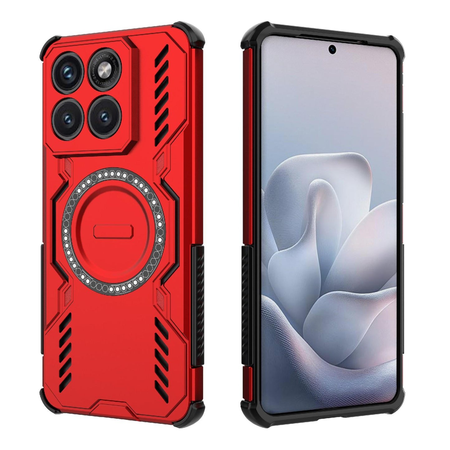 Motorola Edge 70 Fusion 5G Butterfly Armor MagSafe Magnetic Ring Shockproof Protective Phone Case with Stand