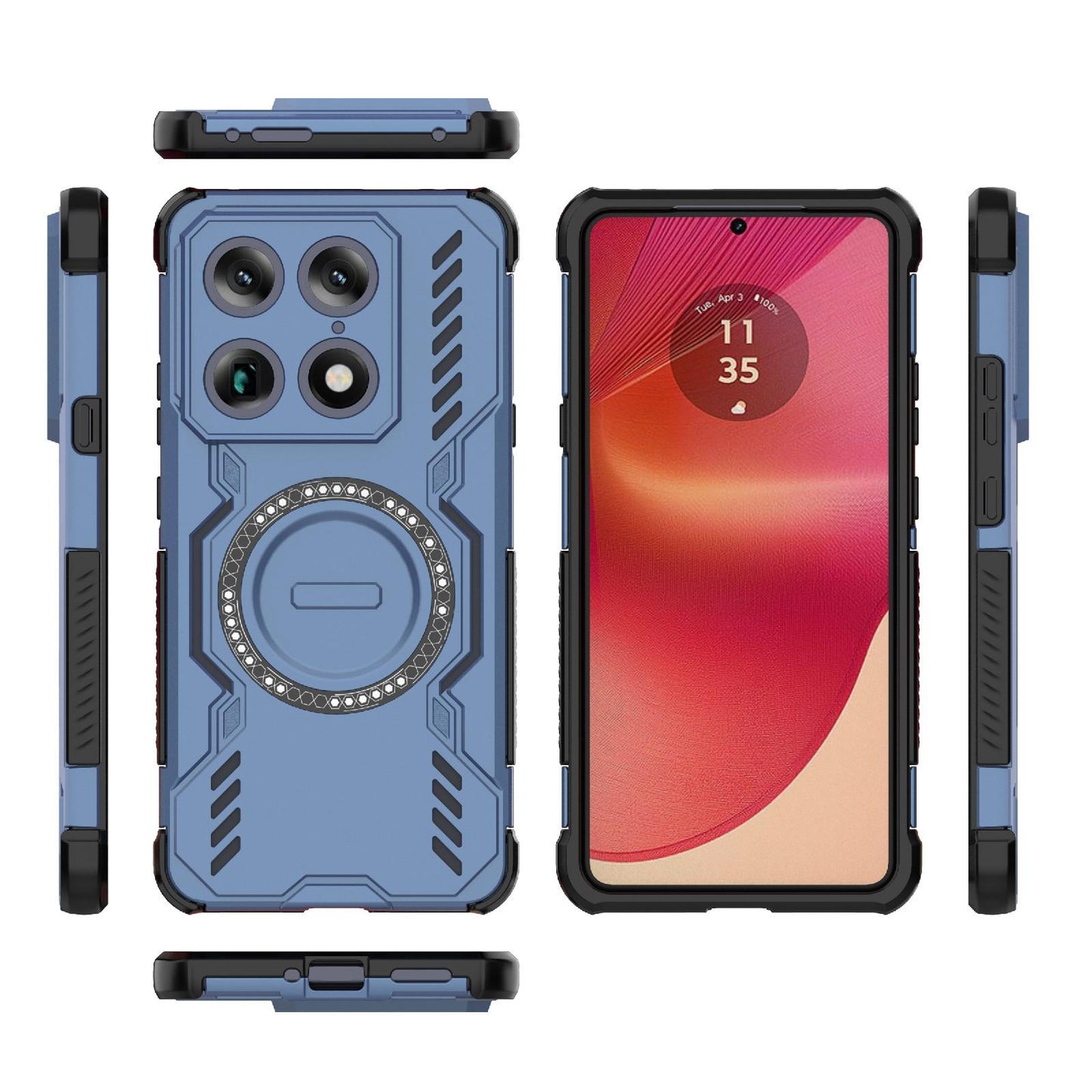 Motorola Signature 5G Butterfly Armor MagSafe Magnetic Ring Shockproof Protective Phone Case with Stand