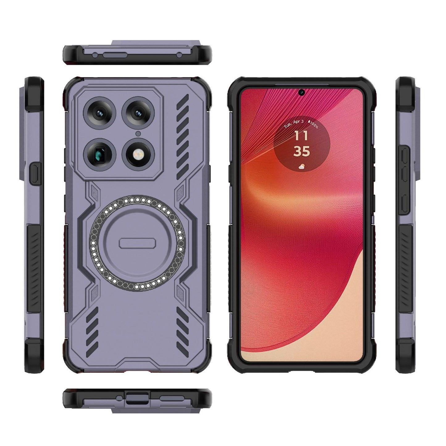 Motorola Signature 5G Butterfly Armor MagSafe Magnetic Ring Shockproof Protective Phone Case with Stand