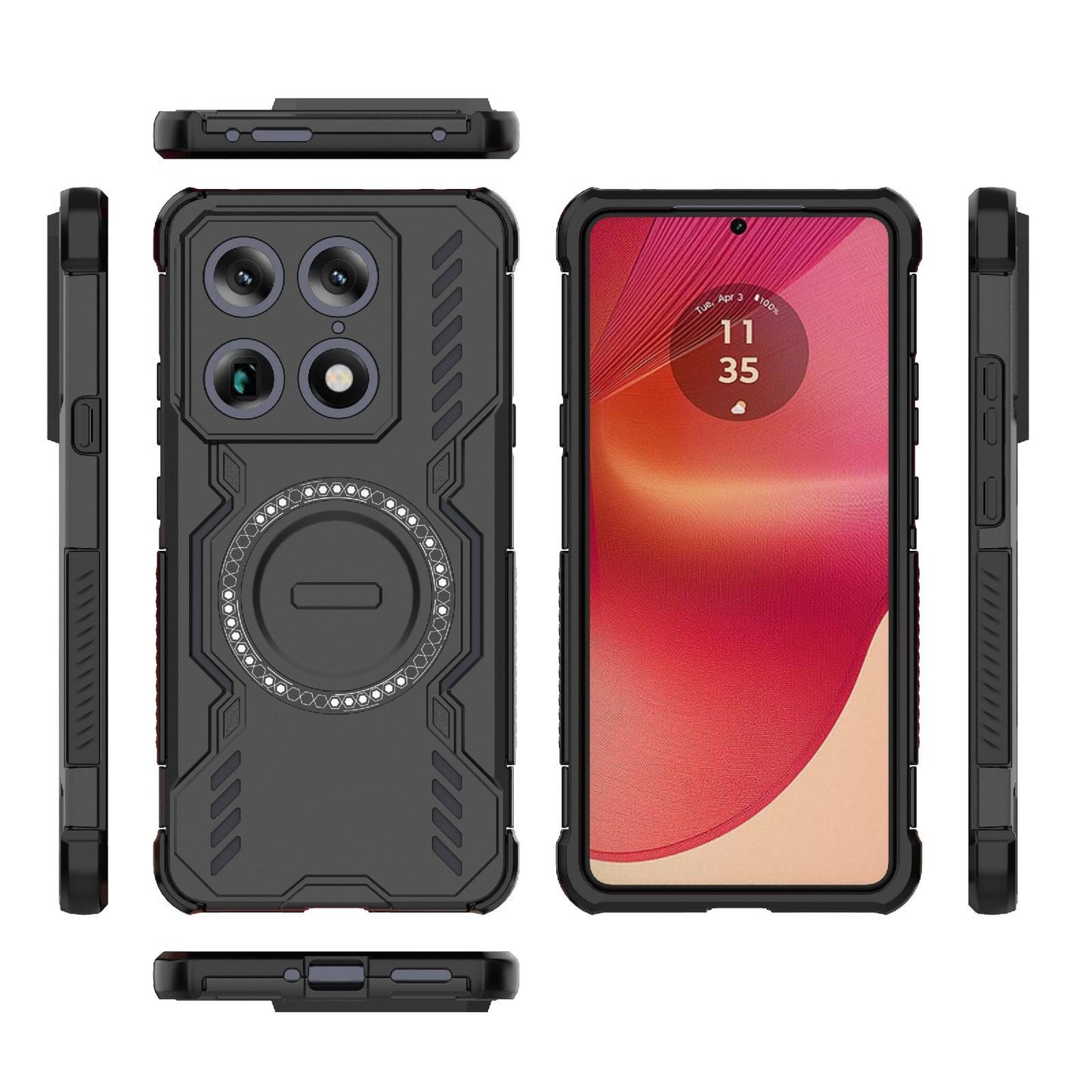 Motorola Signature 5G Butterfly Armor MagSafe Magnetic Ring Shockproof Protective Phone Case with Stand