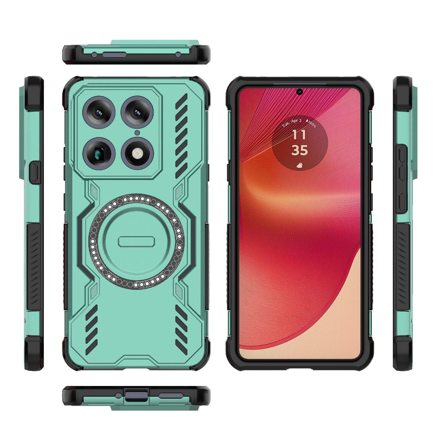 Motorola Signature 5G Butterfly Armor MagSafe Magnetic Ring Shockproof Protective Phone Case with Stand
