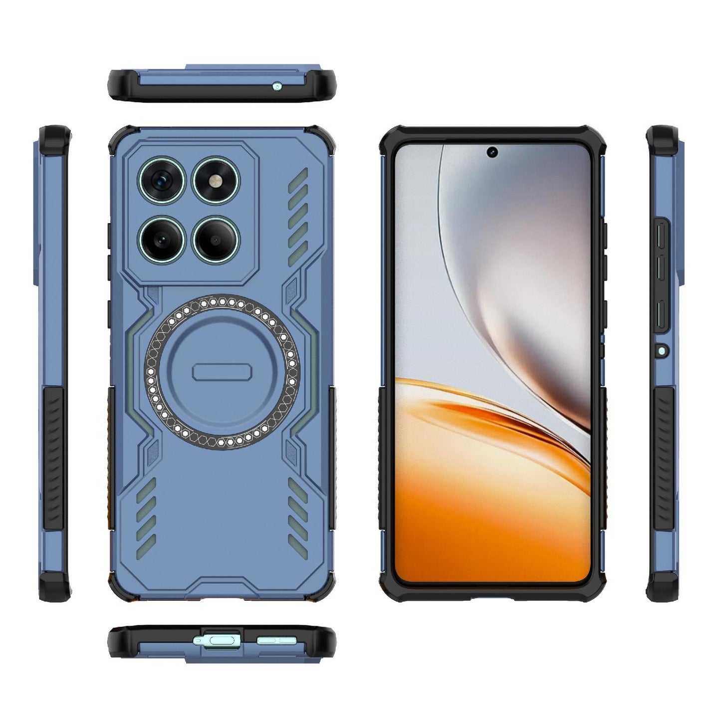 Honor 400 Lite 5G Butterfly Armor MagSafe Magnetic Ring Shockproof Protective Phone Case with Stand