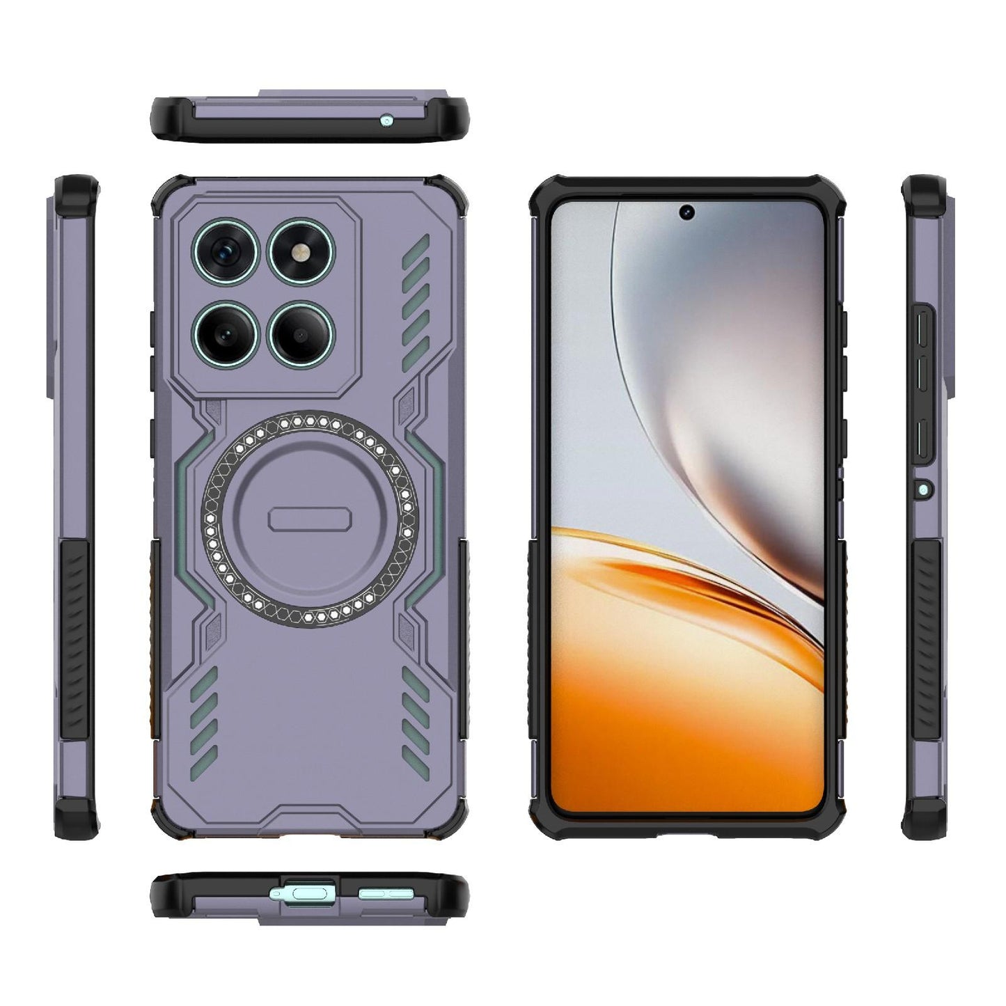 Honor 400 Lite 5G Butterfly Armor MagSafe Magnetic Ring Shockproof Protective Phone Case with Stand