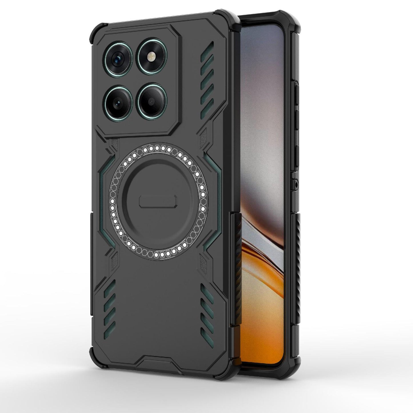 Honor 400 Lite 5G Butterfly Armor MagSafe Magnetic Ring Shockproof Protective Phone Case with Stand