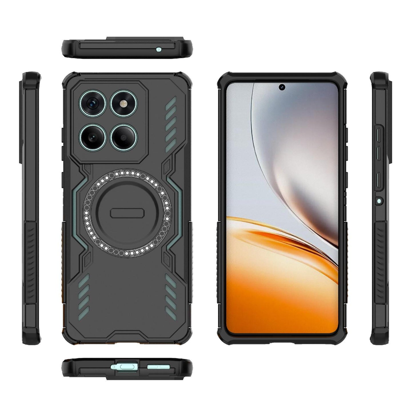 Honor 400 Lite 5G Butterfly Armor MagSafe Magnetic Ring Shockproof Protective Phone Case with Stand