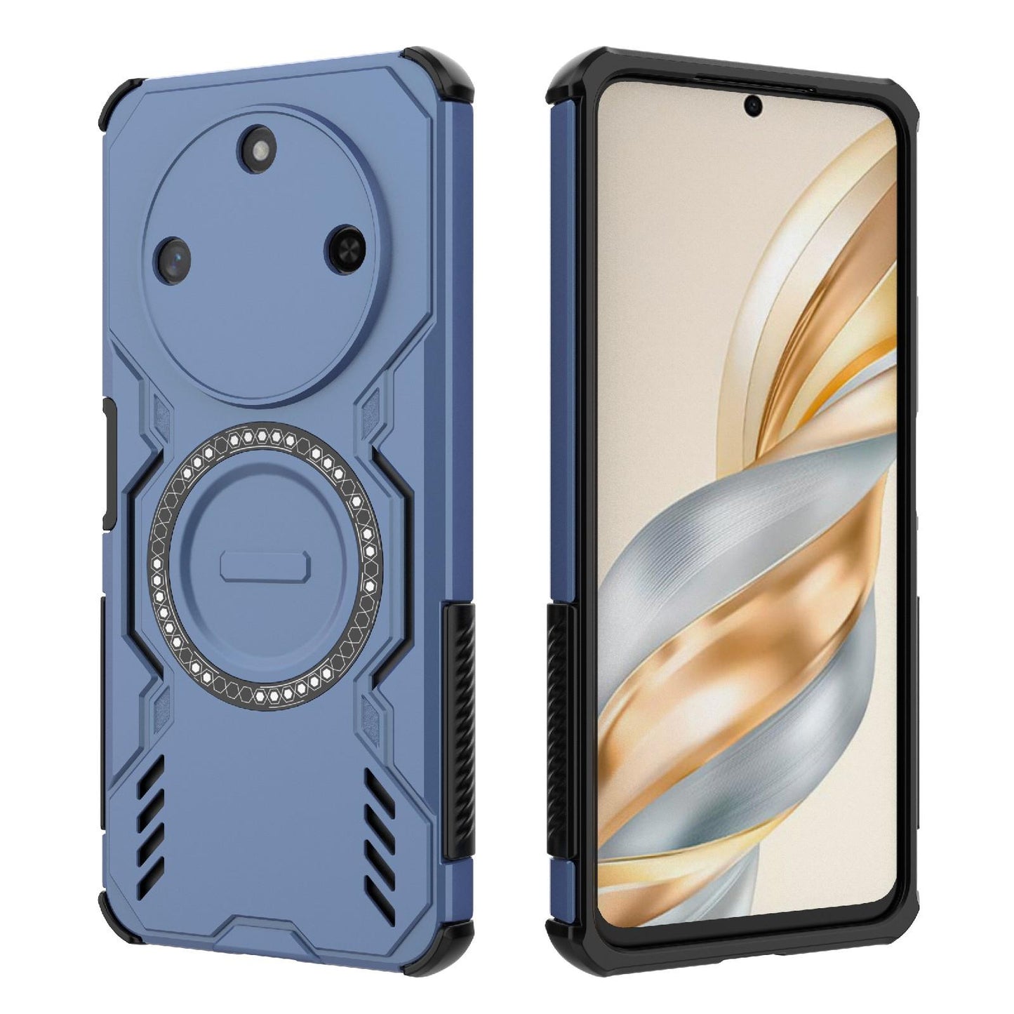 Honor X60 5G Butterfly Armor MagSafe Magnetic Ring Shockproof Protective Phone Case with Stand