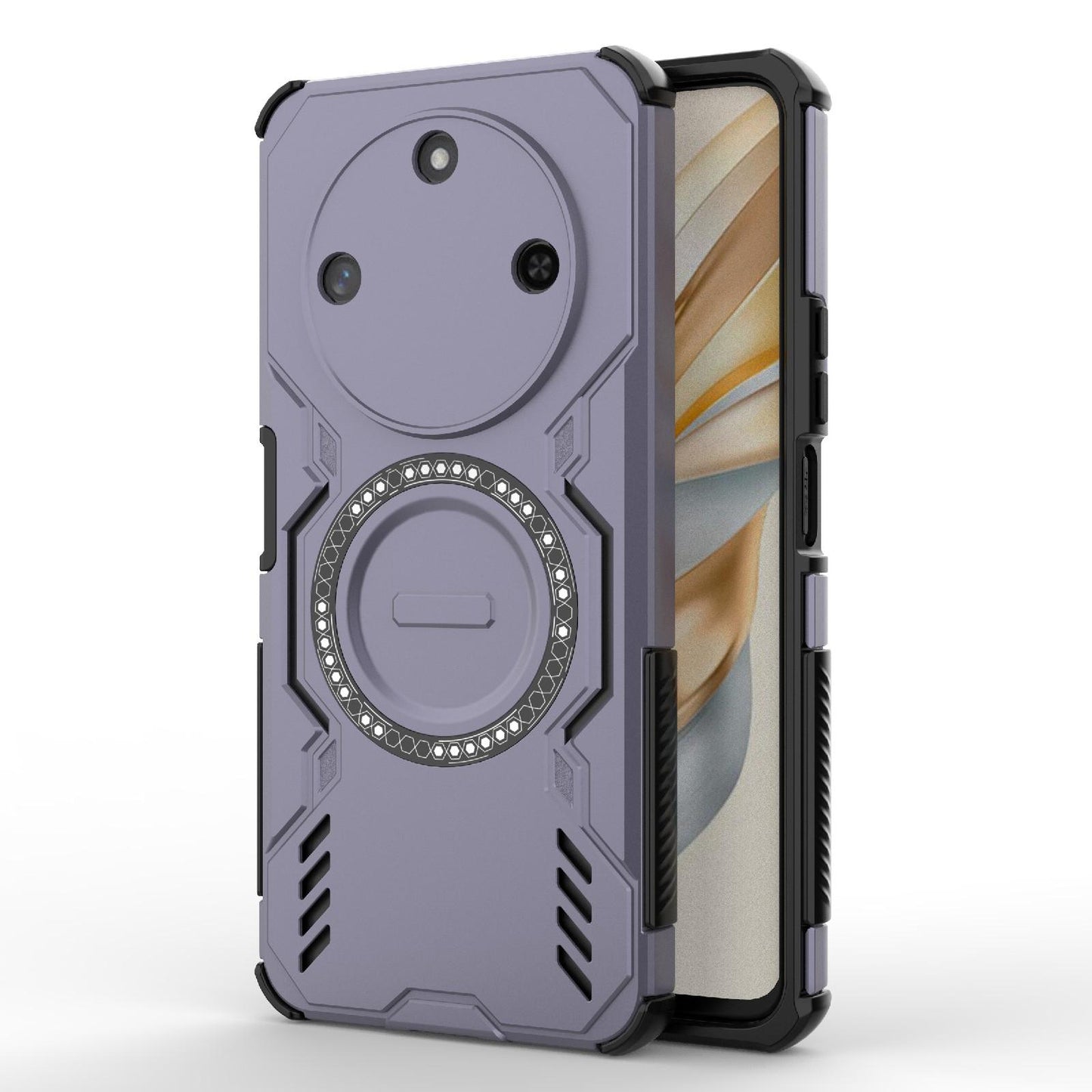 Honor X60 5G Butterfly Armor MagSafe Magnetic Ring Shockproof Protective Phone Case with Stand