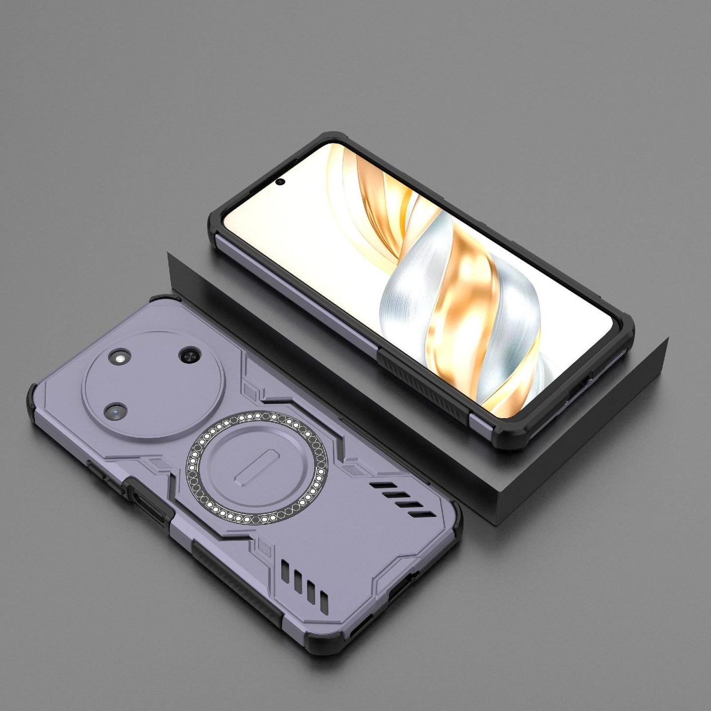 Honor X60 5G Butterfly Armor MagSafe Magnetic Ring Shockproof Protective Phone Case with Stand