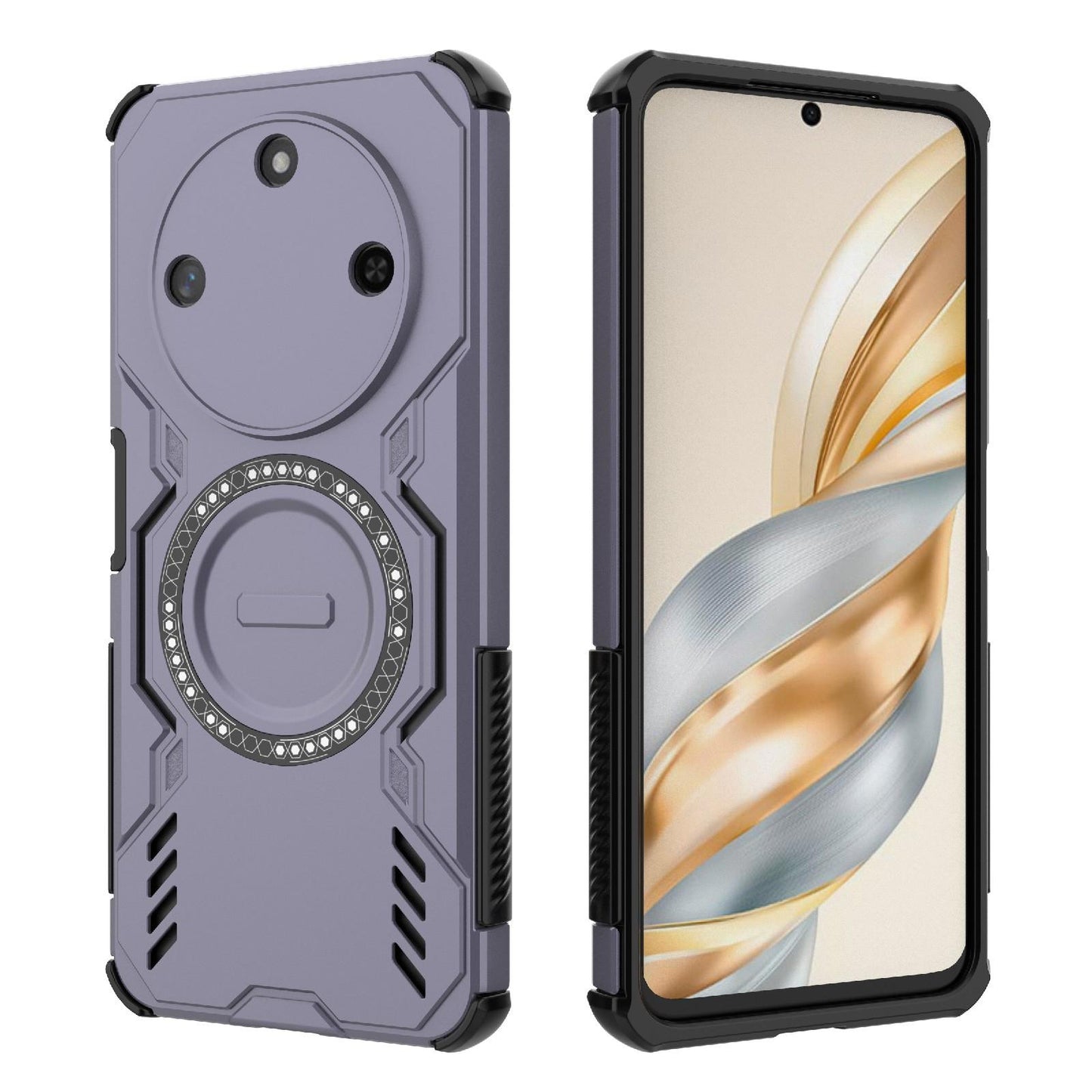 Honor X60 5G Butterfly Armor MagSafe Magnetic Ring Shockproof Protective Phone Case with Stand