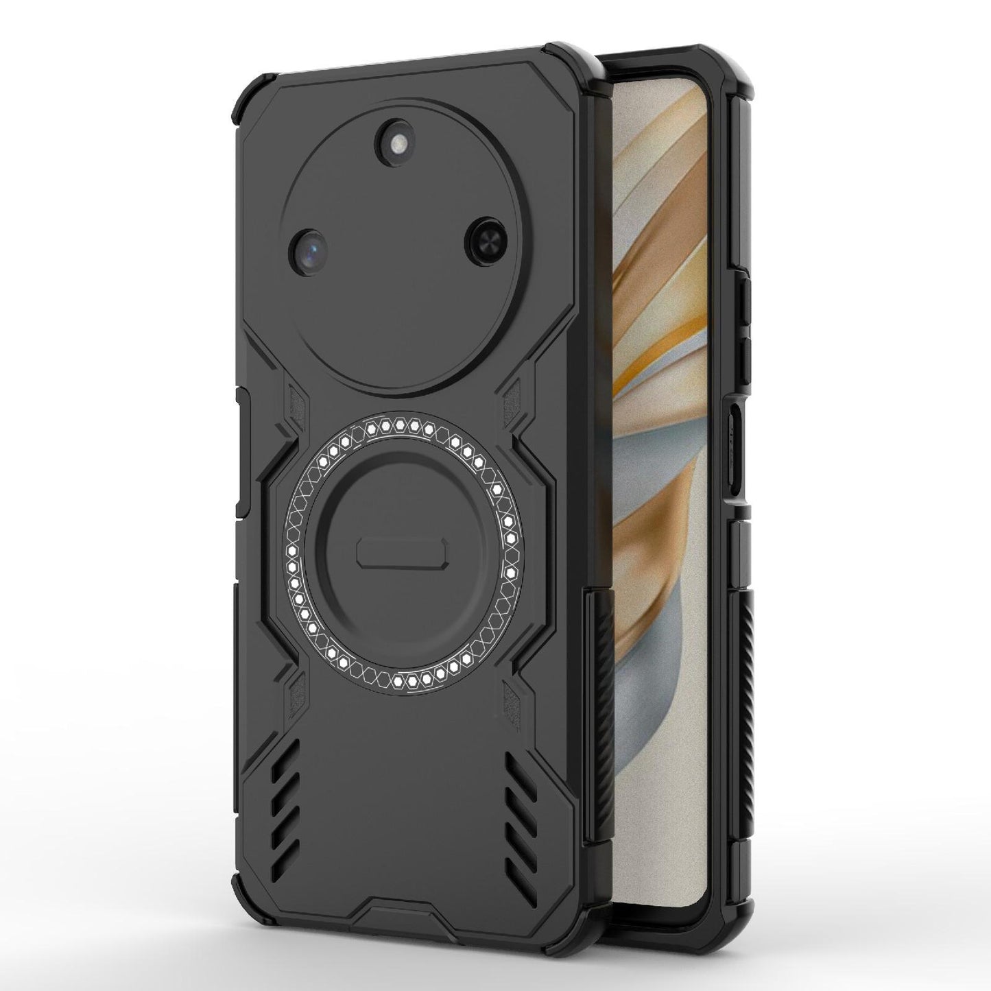 Honor X60 5G Butterfly Armor MagSafe Magnetic Ring Shockproof Protective Phone Case with Stand