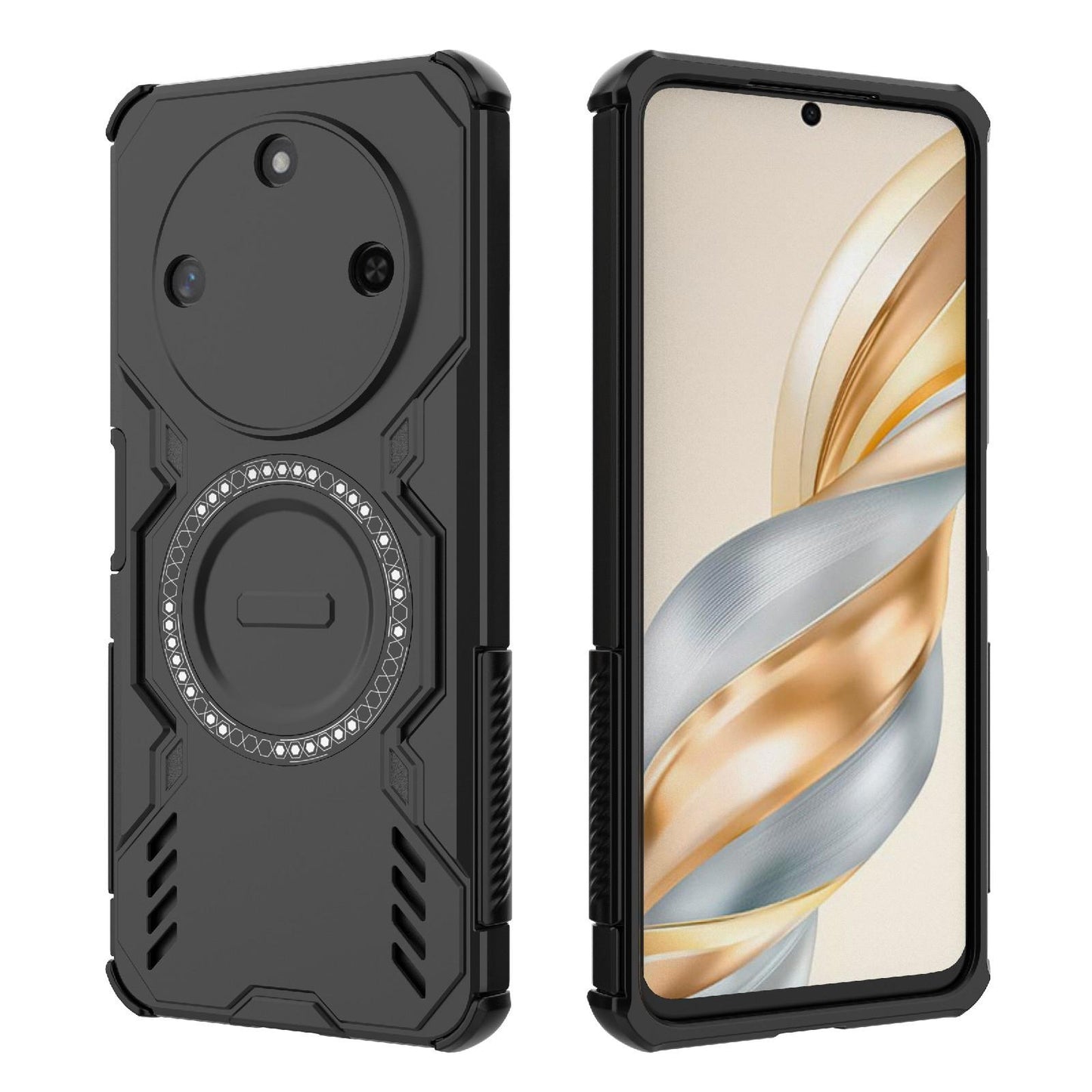 Honor X60 5G Butterfly Armor MagSafe Magnetic Ring Shockproof Protective Phone Case with Stand