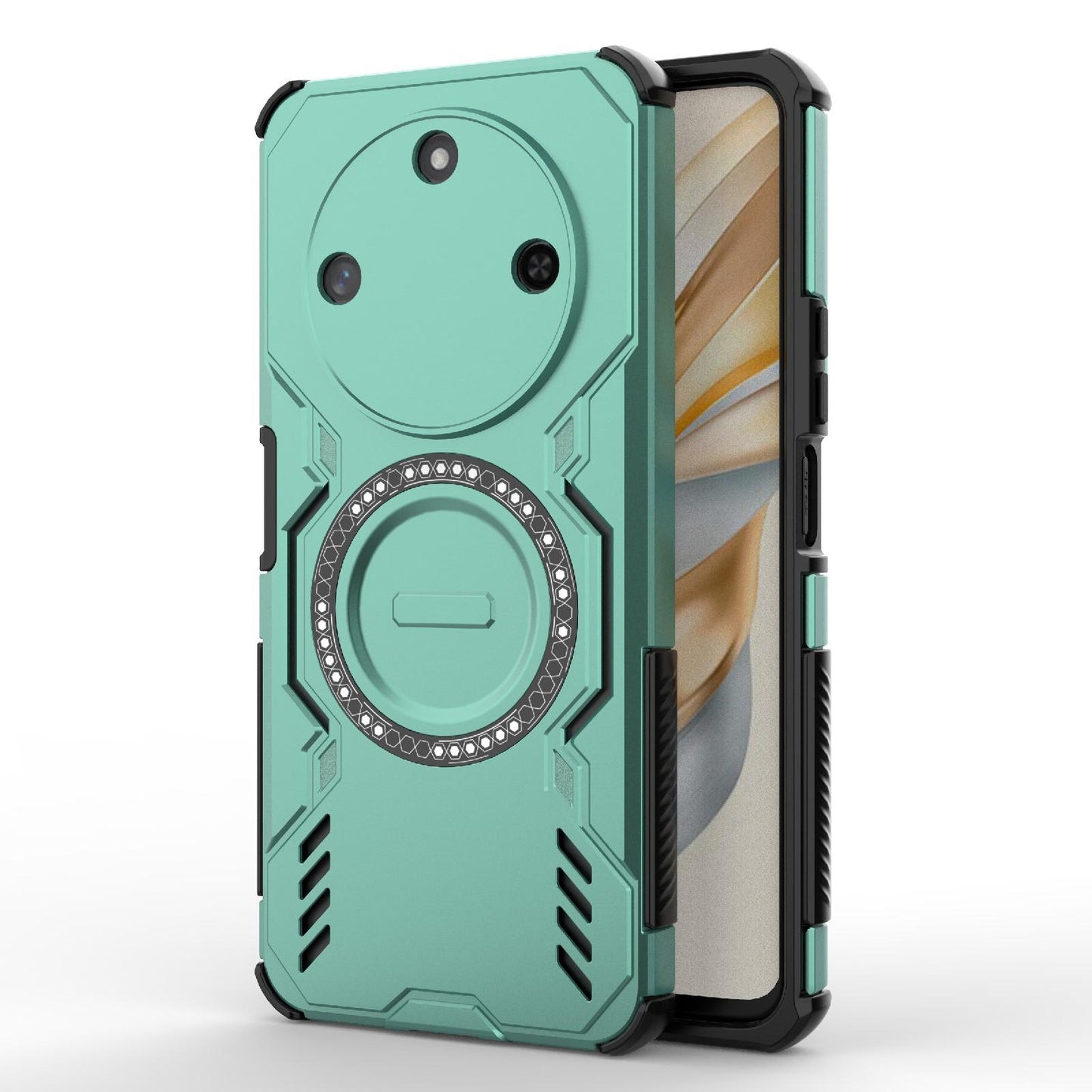 Honor X60 5G Butterfly Armor MagSafe Magnetic Ring Shockproof Protective Phone Case with Stand