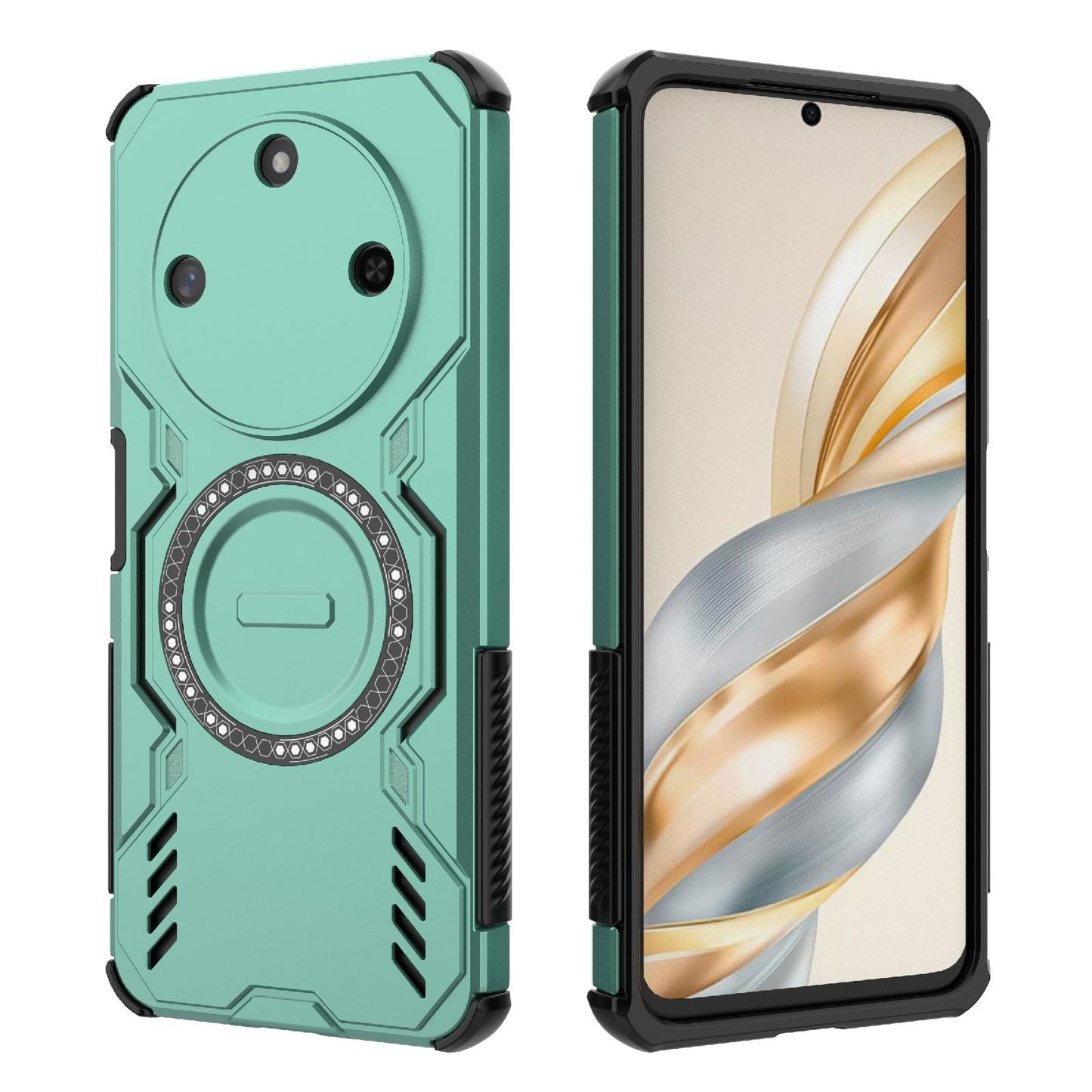 Honor X60 5G Butterfly Armor MagSafe Magnetic Ring Shockproof Protective Phone Case with Stand