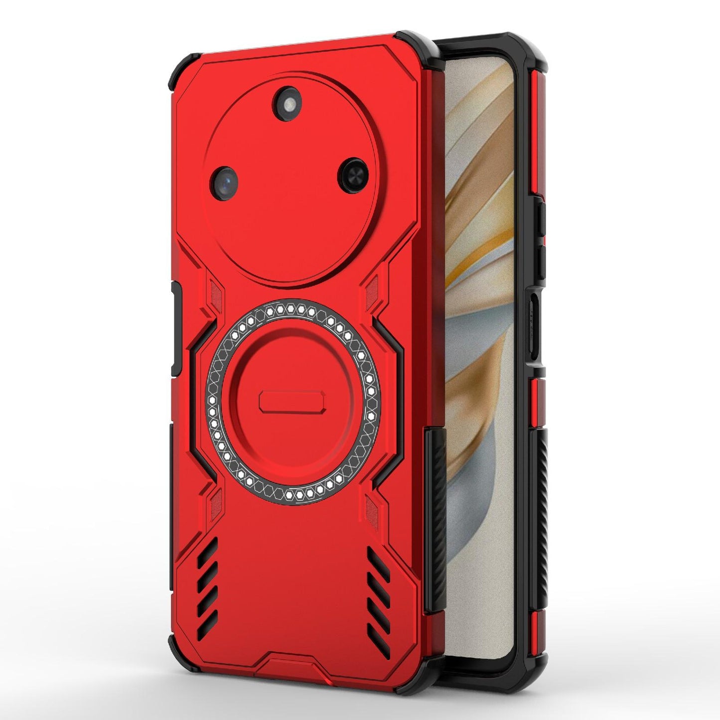 Honor X60 5G Butterfly Armor MagSafe Magnetic Ring Shockproof Protective Phone Case with Stand