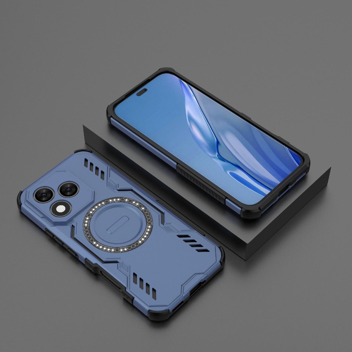 Honor X60 Pro 5G Butterfly Armor MagSafe Magnetic Ring Shockproof Protective Phone Case with Stand