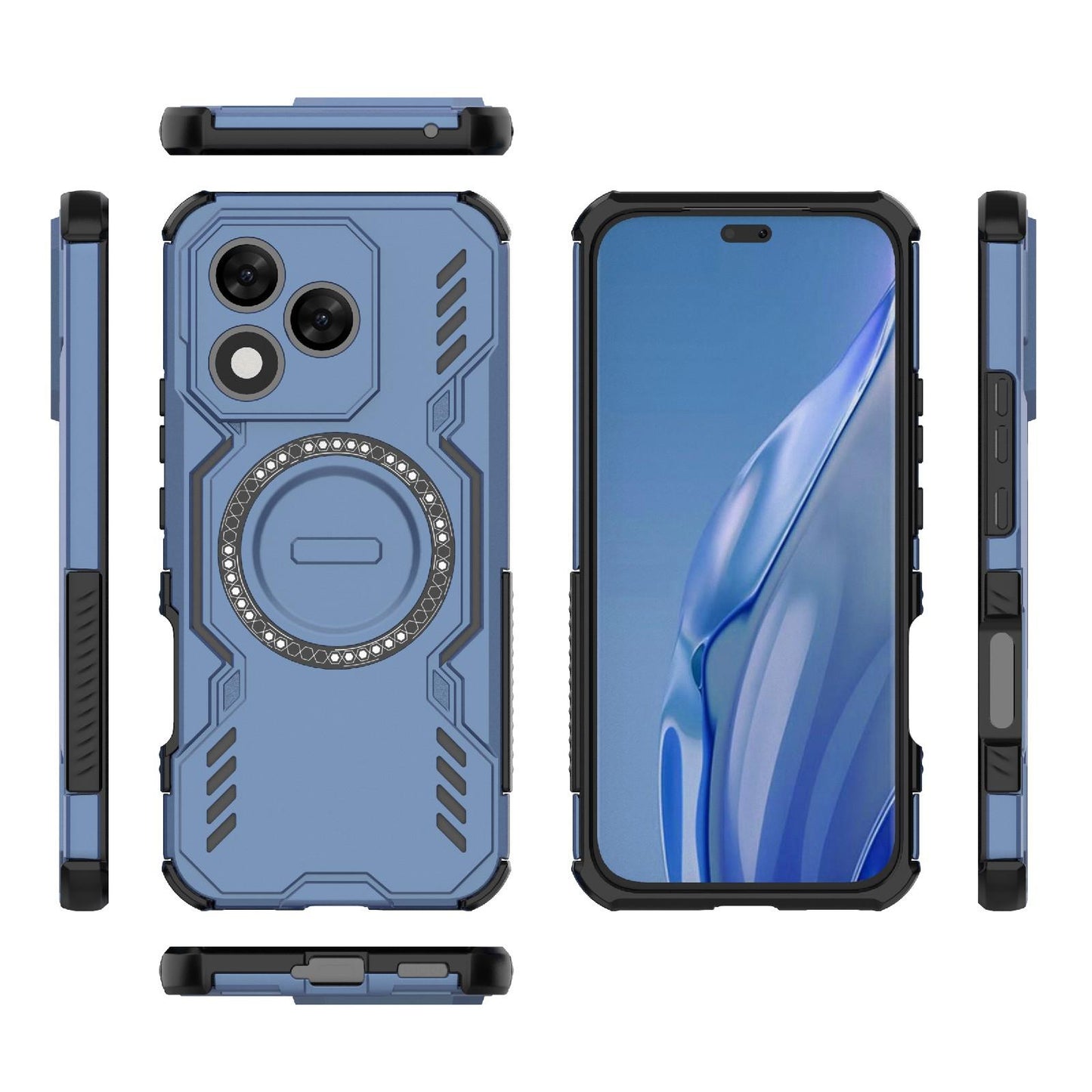 Honor X60 Pro 5G Butterfly Armor MagSafe Magnetic Ring Shockproof Protective Phone Case with Stand