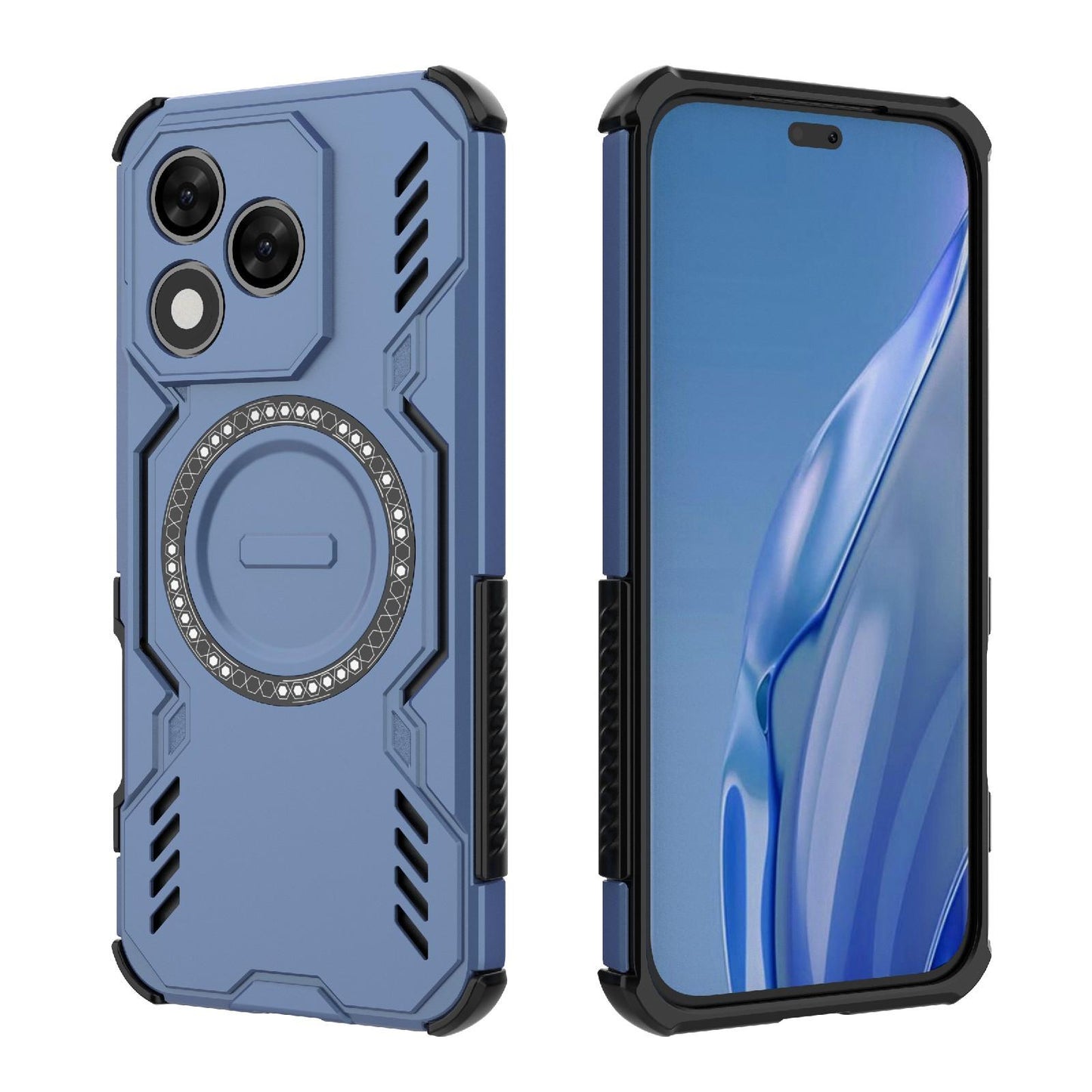 Honor X60 Pro 5G Butterfly Armor MagSafe Magnetic Ring Shockproof Protective Phone Case with Stand