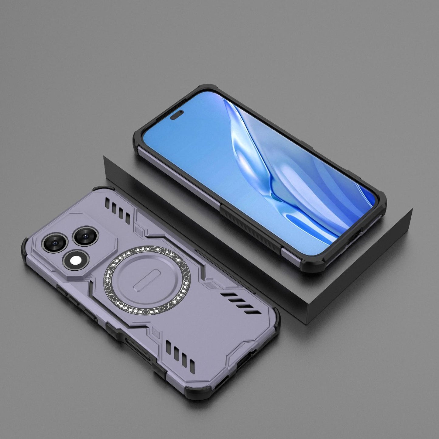 Honor X60 Pro 5G Butterfly Armor MagSafe Magnetic Ring Shockproof Protective Phone Case with Stand