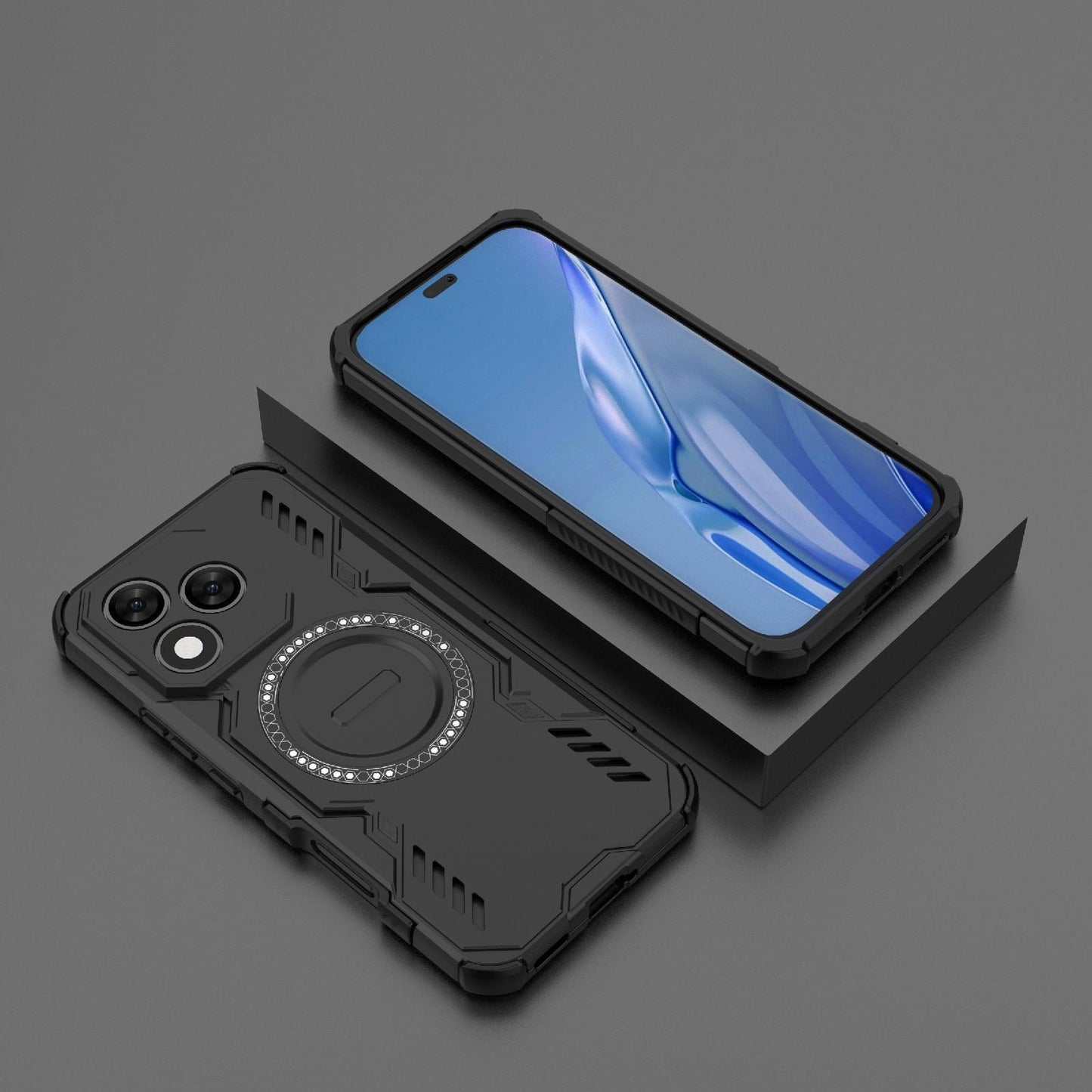 Honor X60 Pro 5G Butterfly Armor MagSafe Magnetic Ring Shockproof Protective Phone Case with Stand